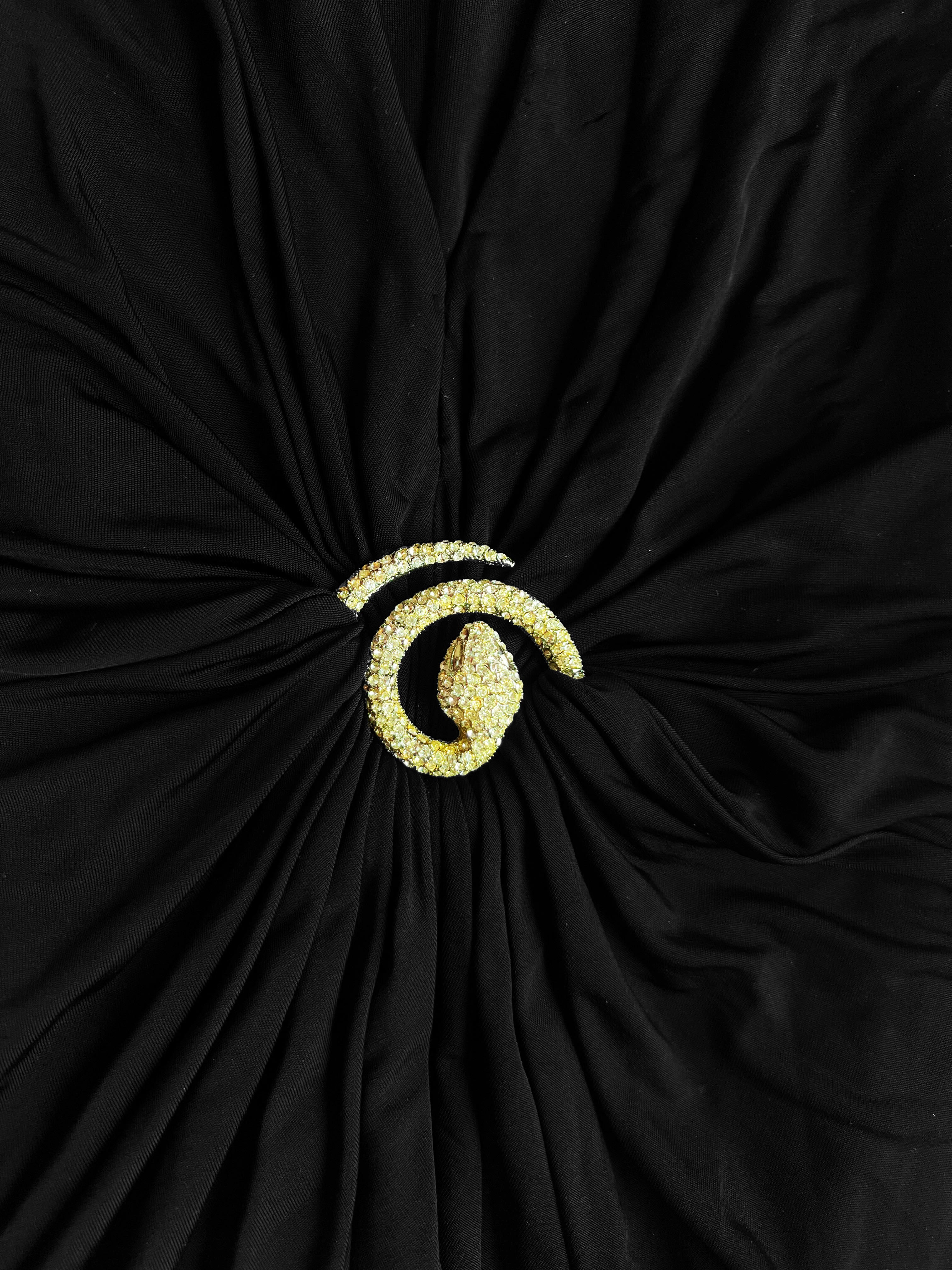 Roberto Cavalli 1990s Black Snake-Embellished Top