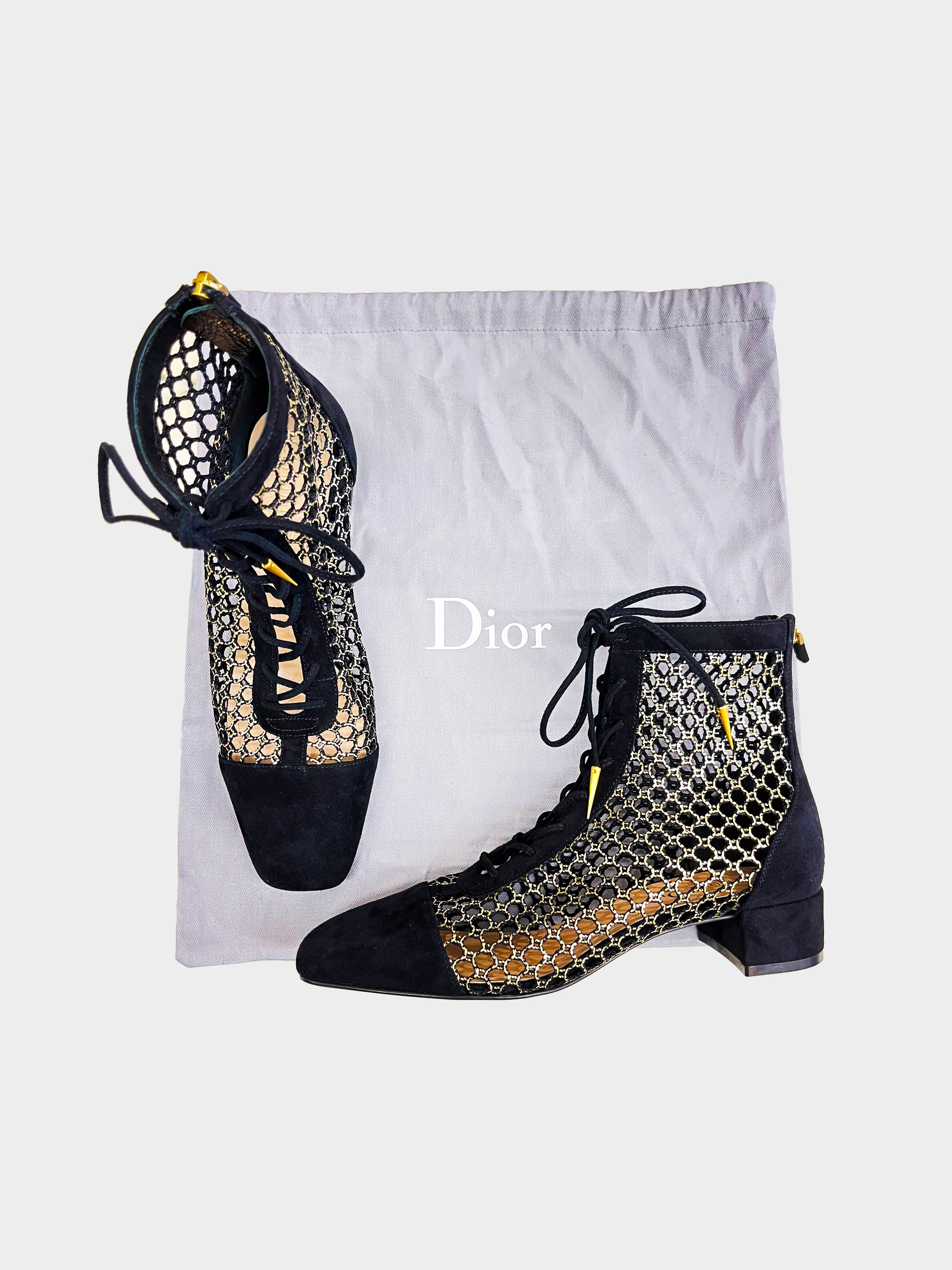 Christian Dior SS 2018 Black and Gold Naughtily-D Ankle Boots · INTO