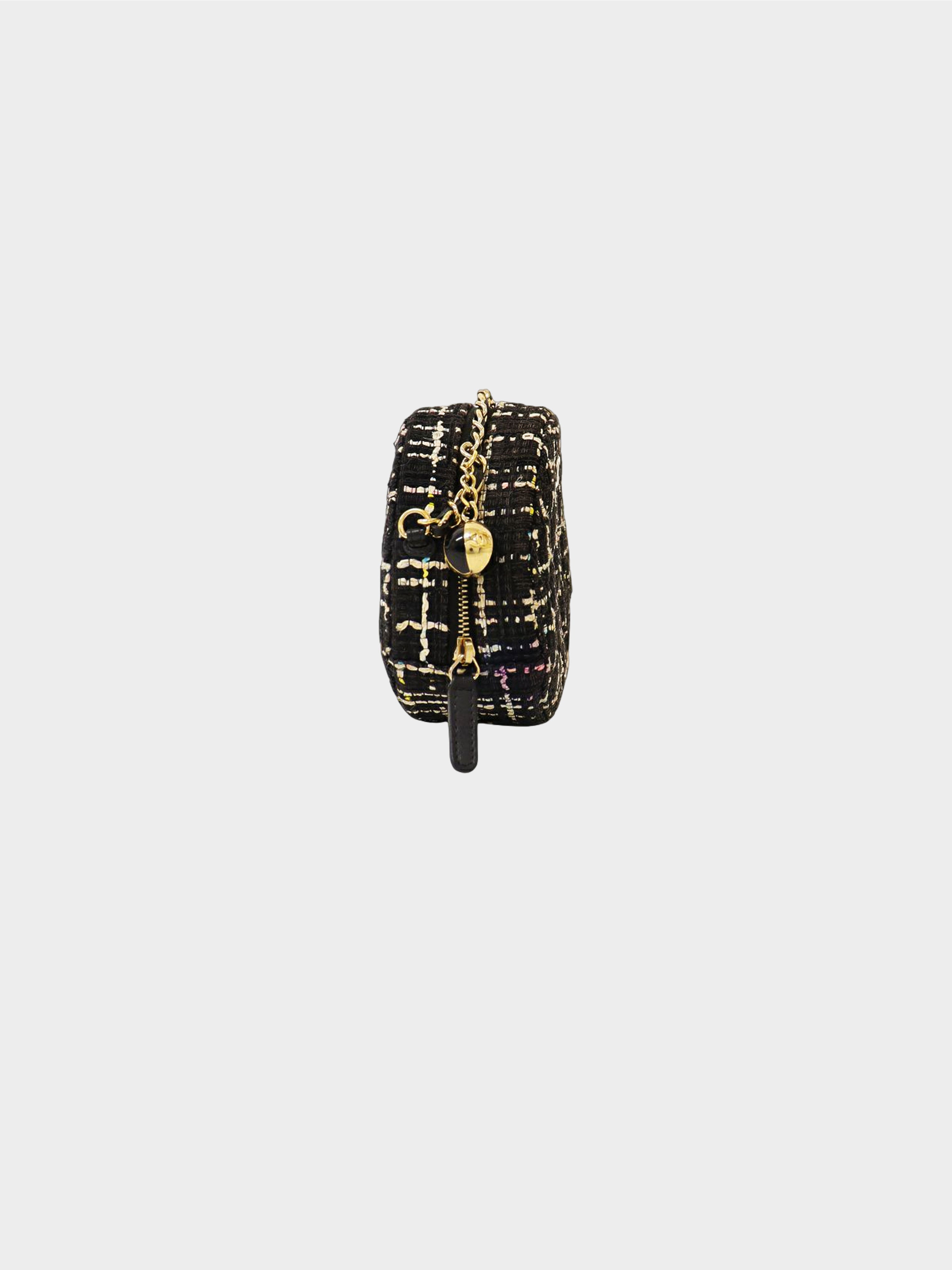 Chanel 2019 Black Tweed Mini Round Shoulder Bag