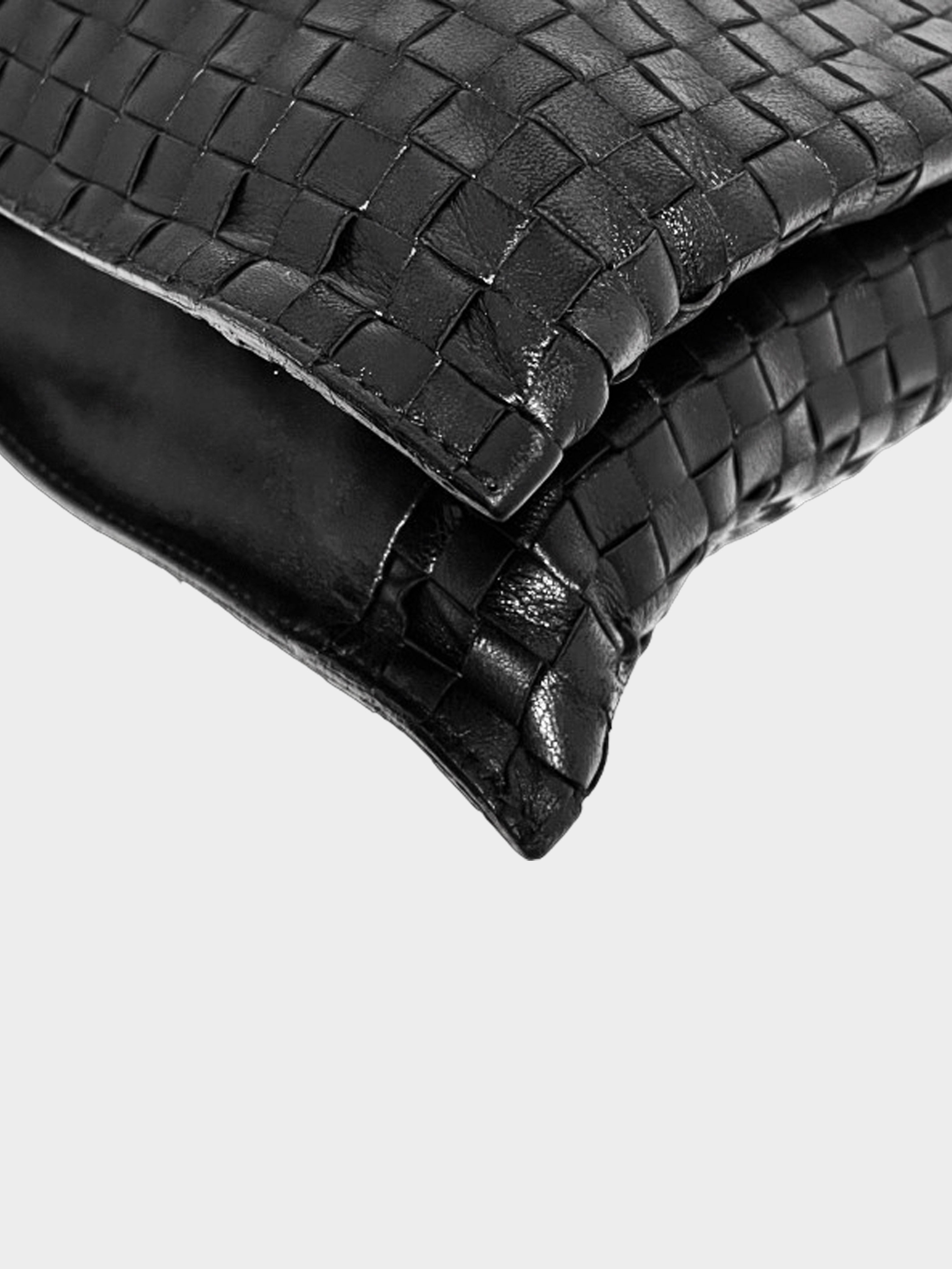 Bottega Veneta 1990s Black Leather Intrecciato Tote Bag