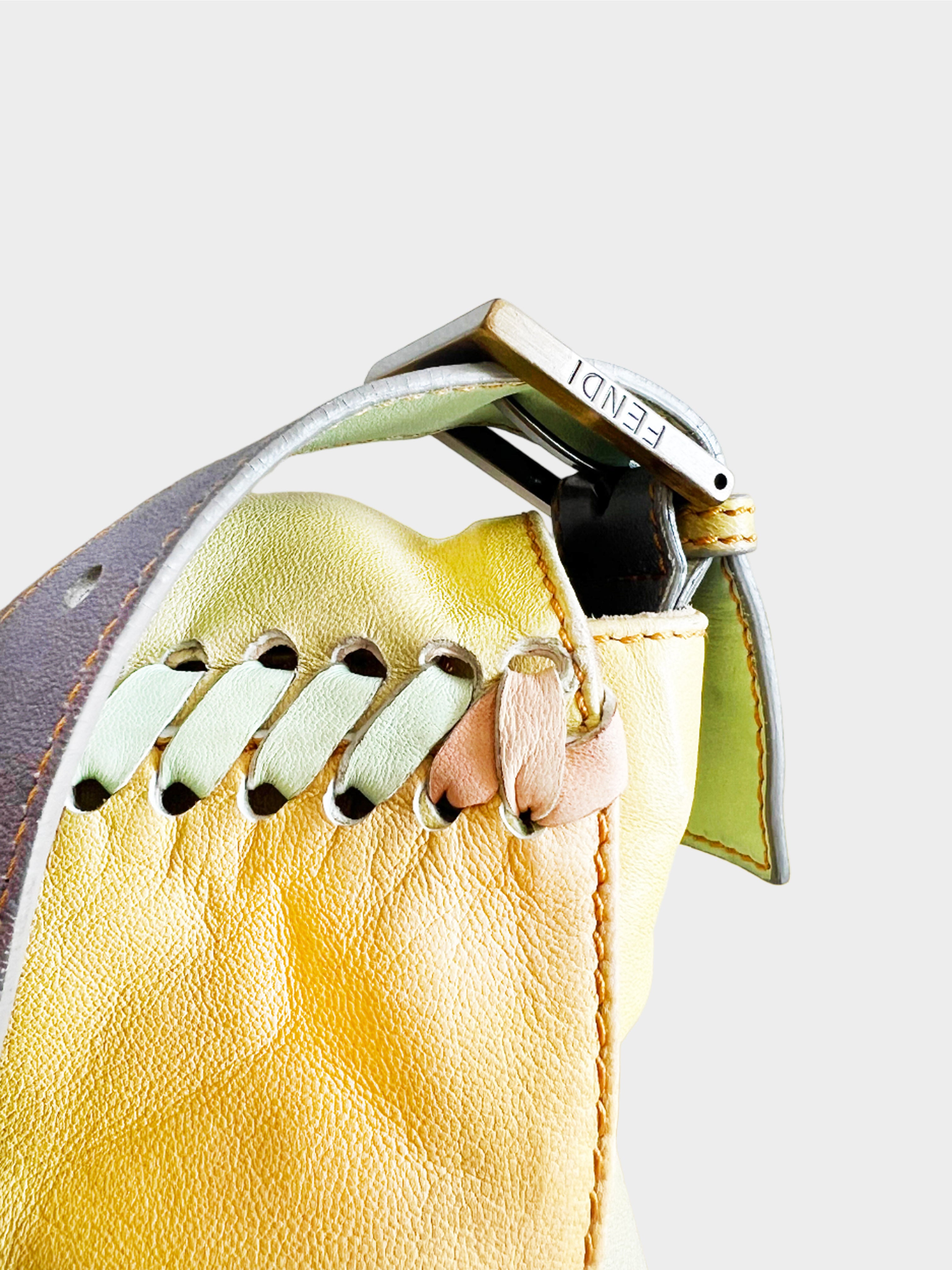 Fendi 2008 Pastel Rainbow Whipstitch Baguette