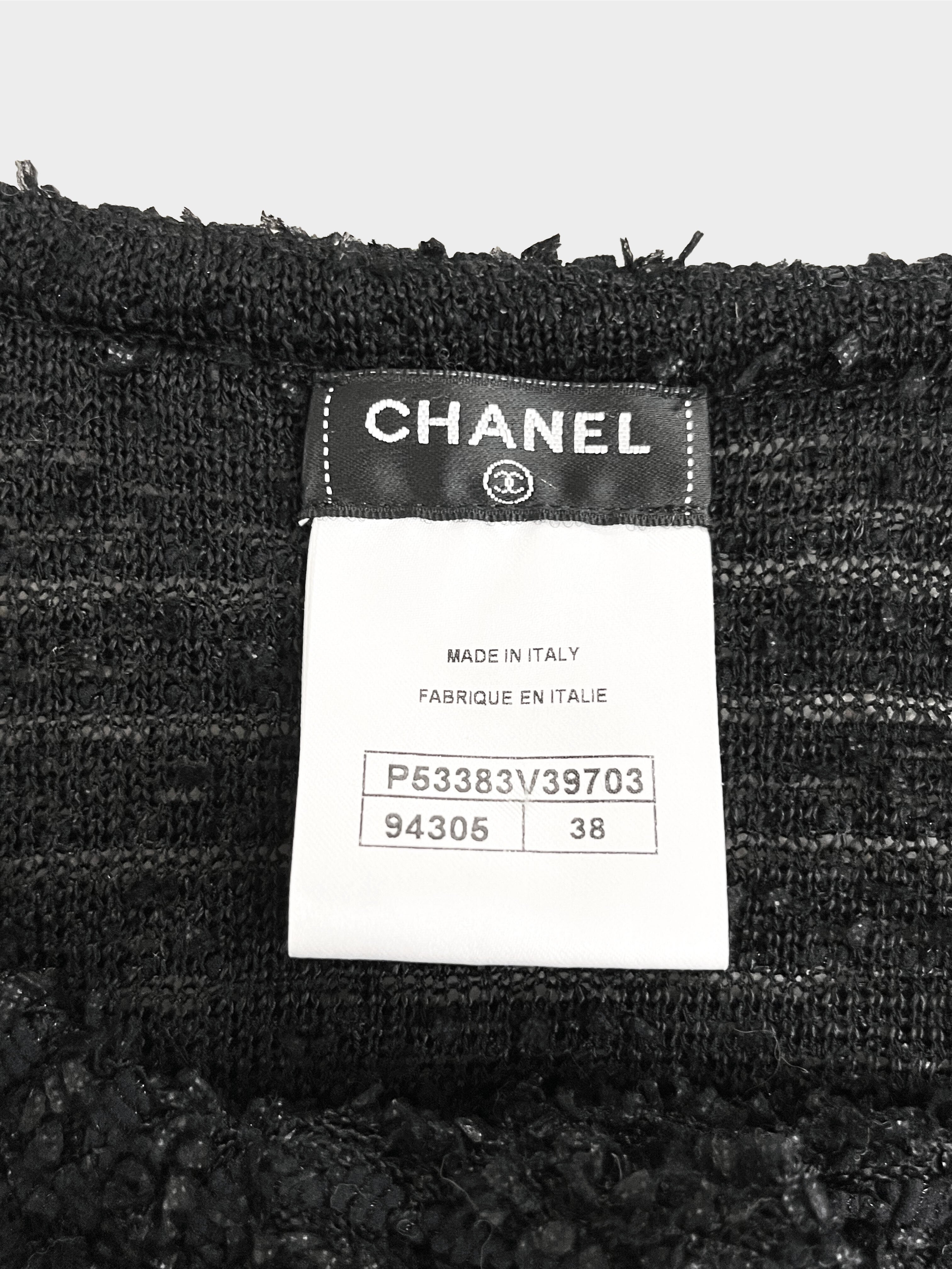 Chanel 2010s Black Sheer Boucle Knit Sweater