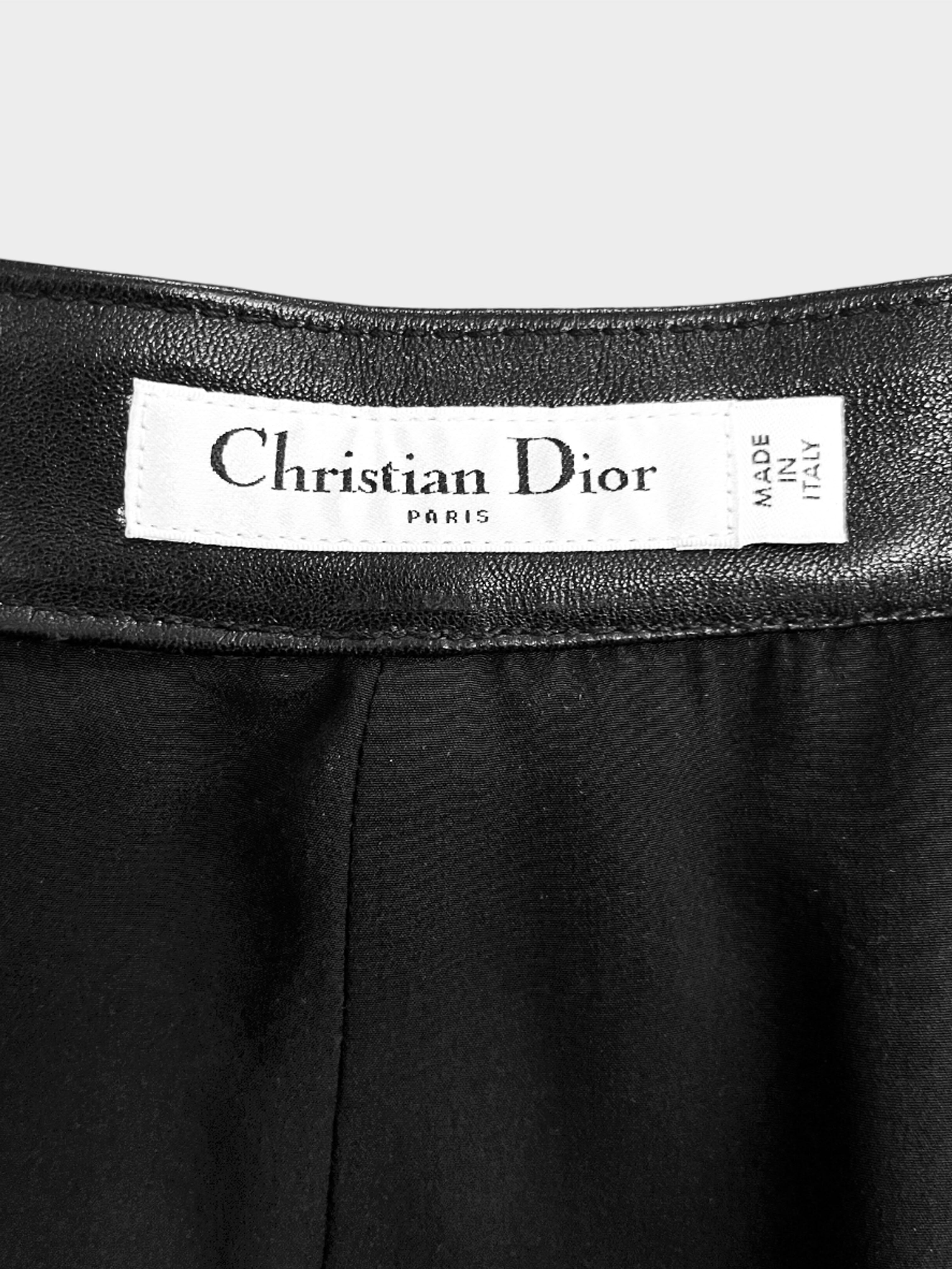 Christian Dior 2020 Black Lambskin Leather Mini Skirt with Pockets