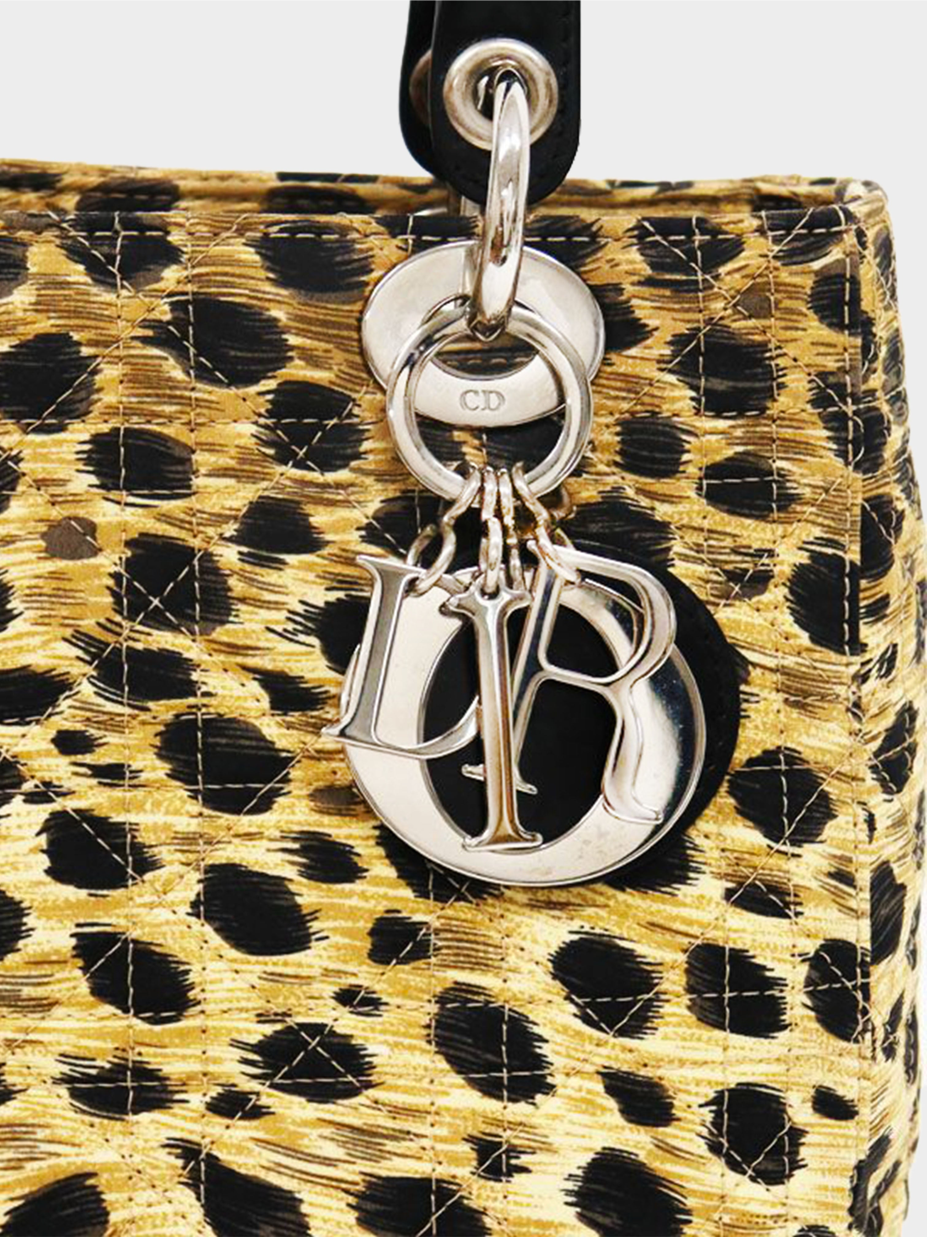 Christian Dior 1990s Leopard Print Cannage Lady Dior Hand Bag · INTO