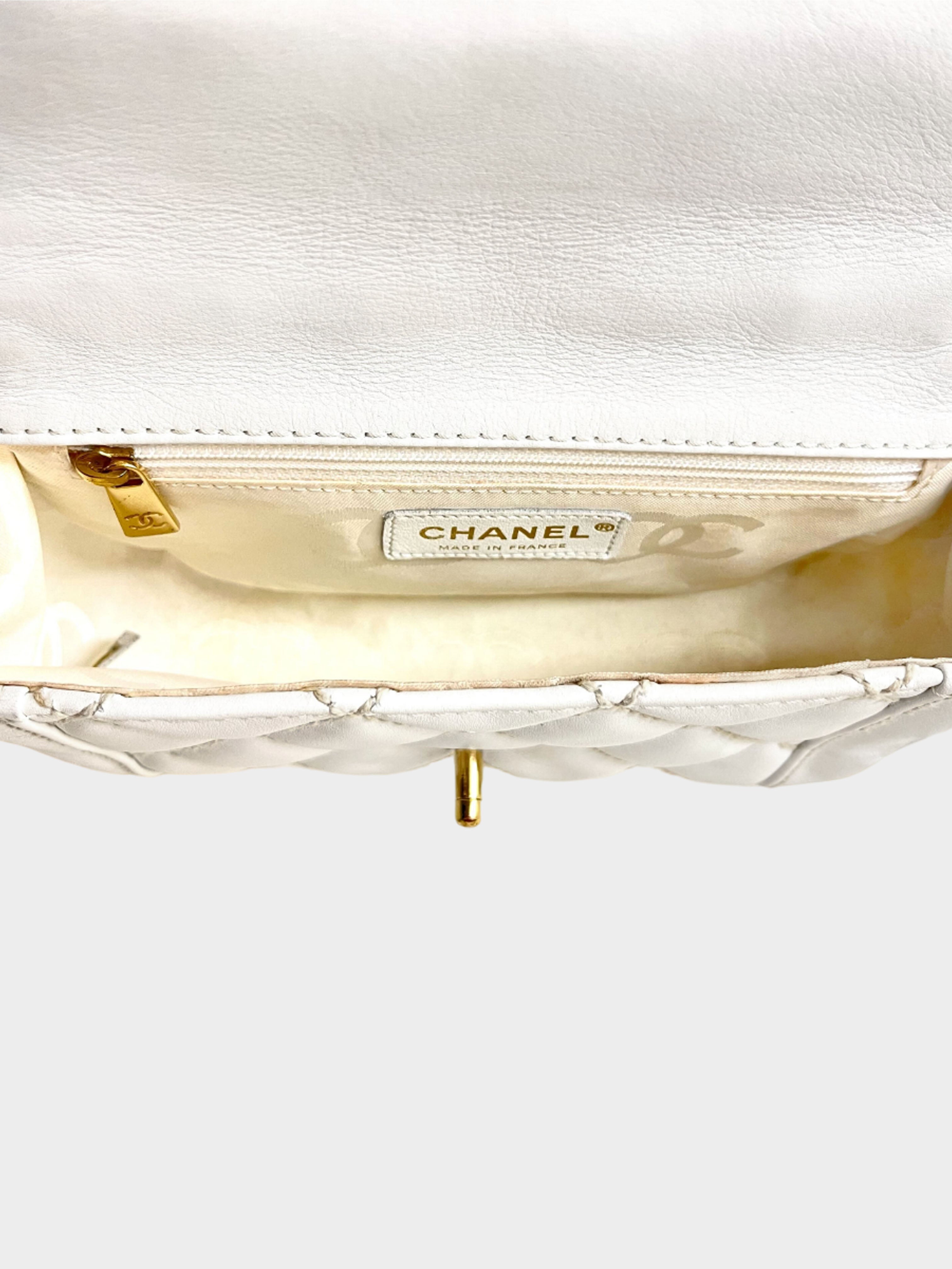 Chanel 2003 White Surpique Stitch Mini Kelly Handbag