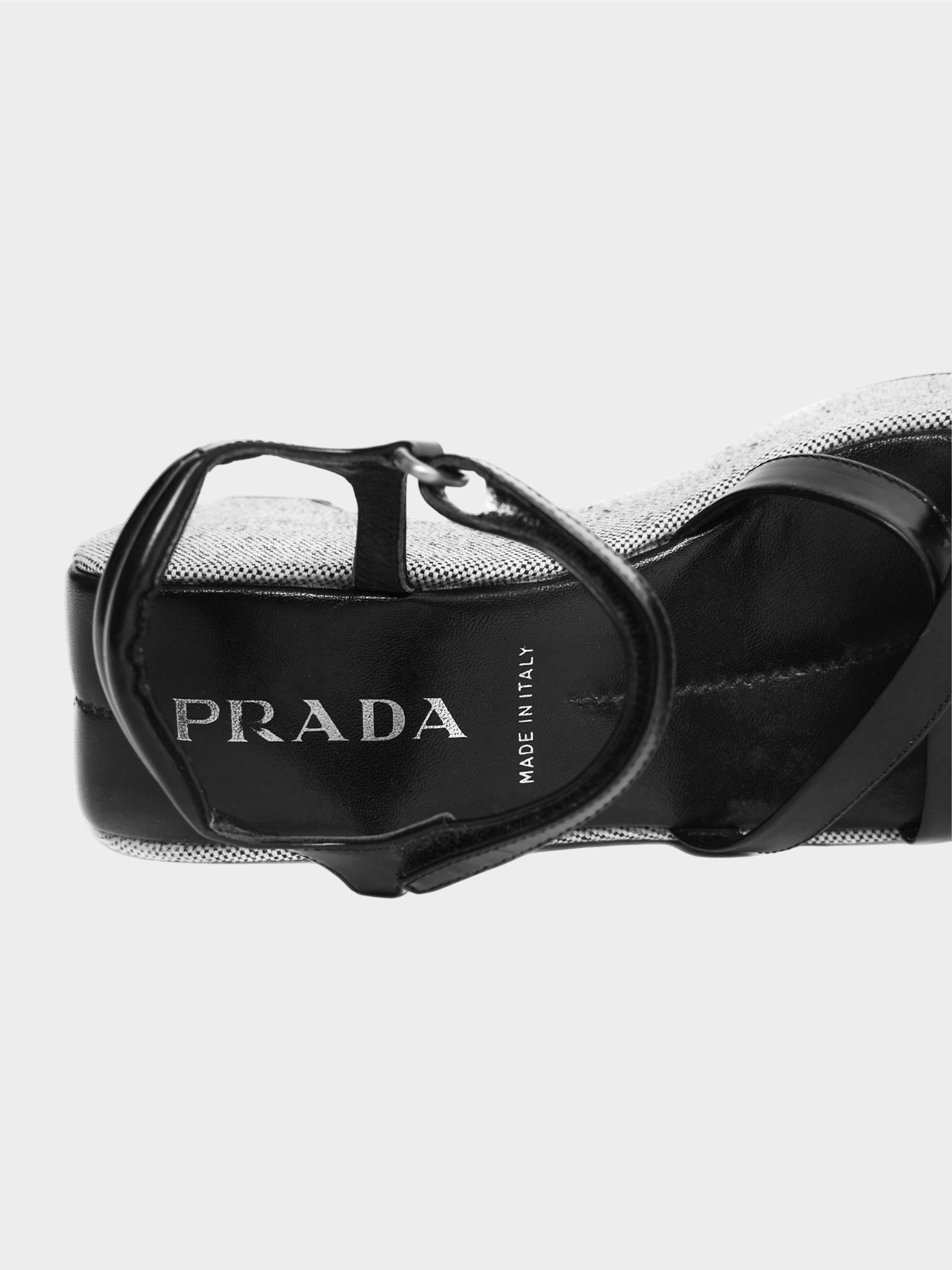 Prada SS 1999 Black and Grey Platform Sandals