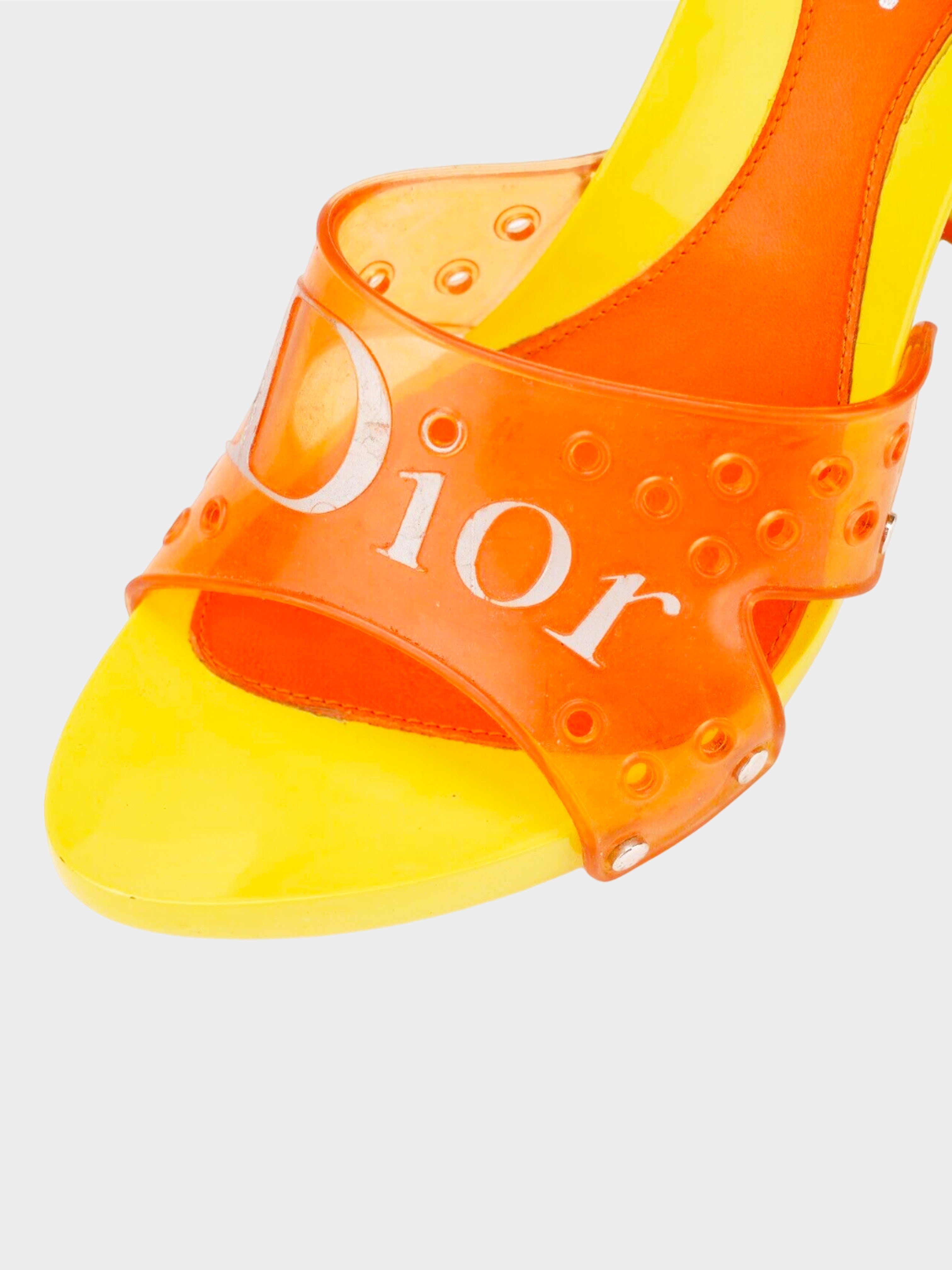 Christian Dior by John Galliano Early 2000s Orange and Yellow Jelly Heels