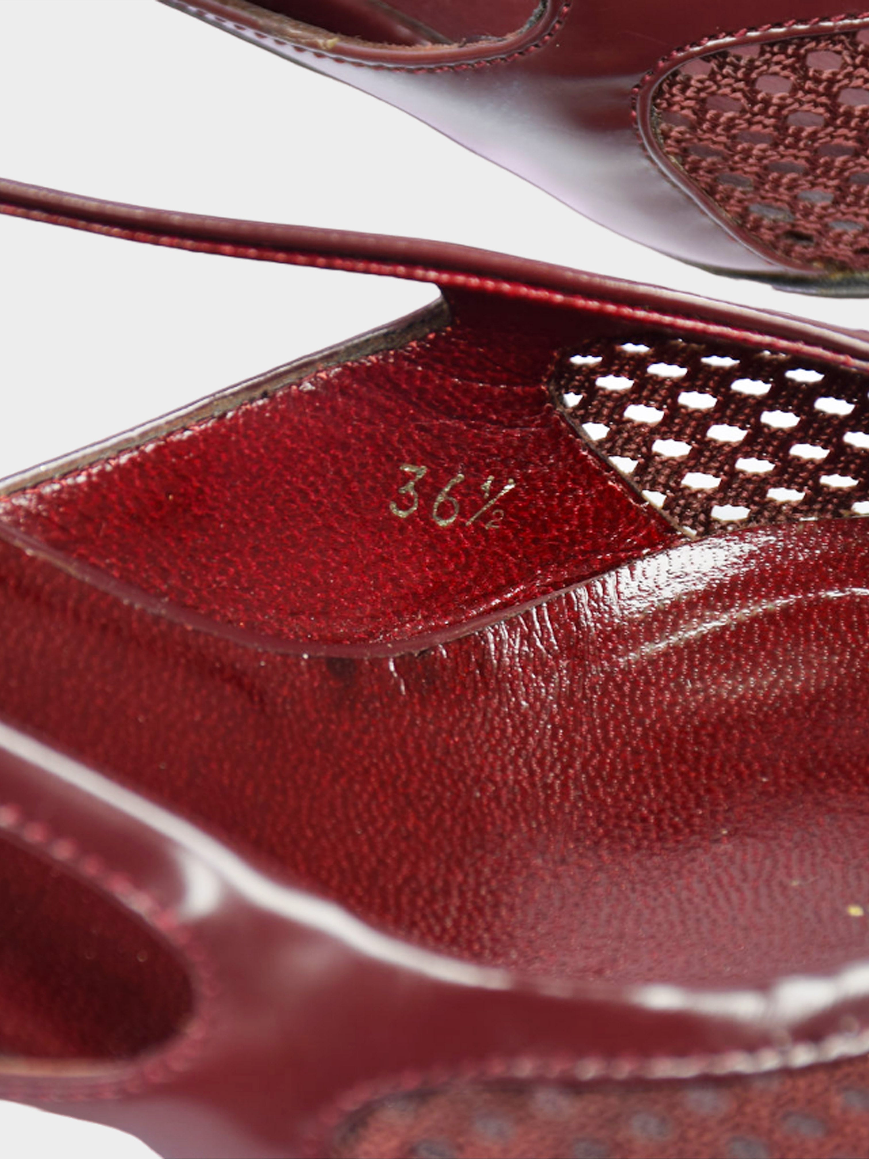 Prada SS 2000 Burgundy Leather and Mesh Heels