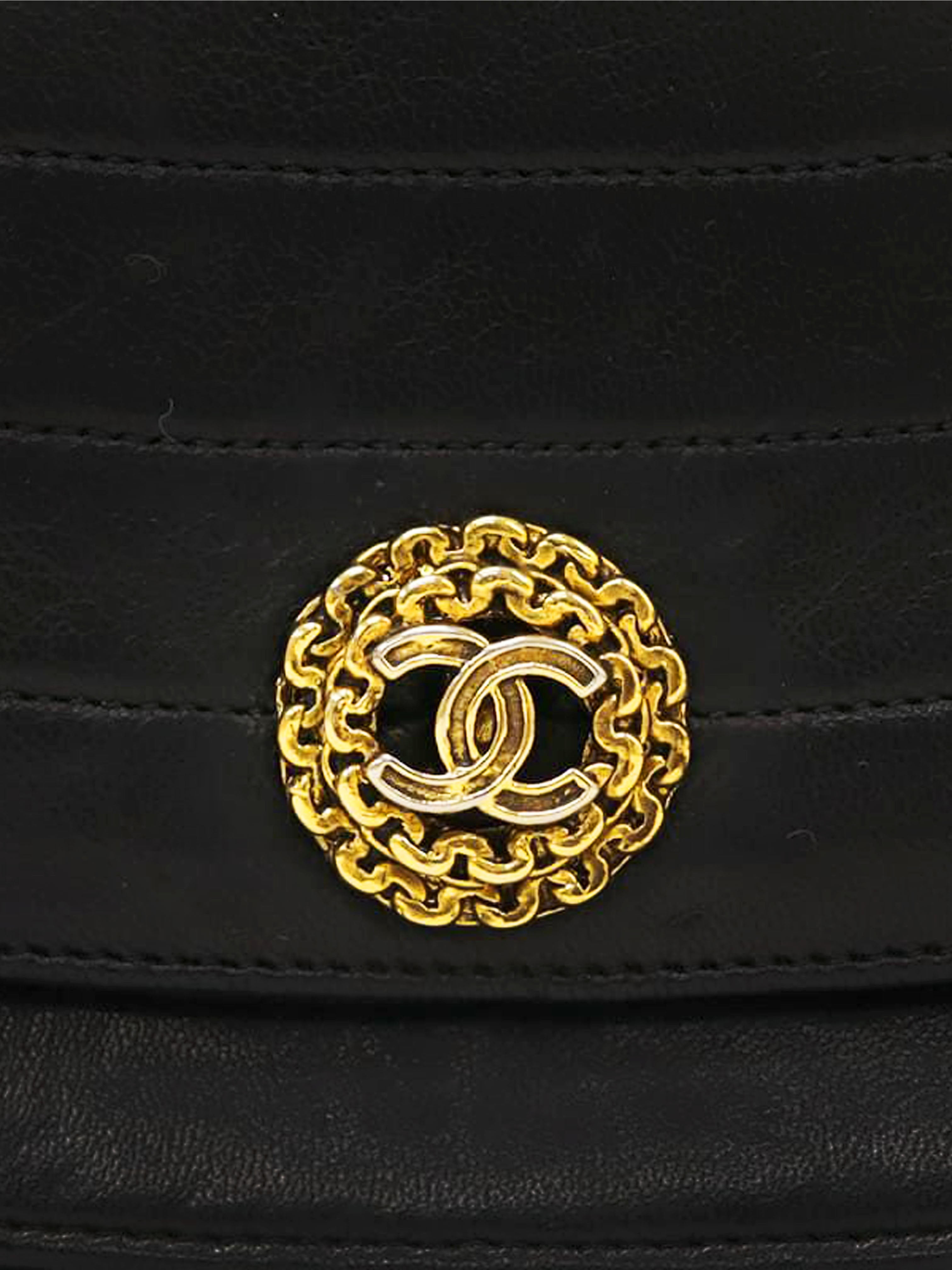 Chanel 2007 Black Lambskin Leather Half Moon Wallet On Chain · INTO