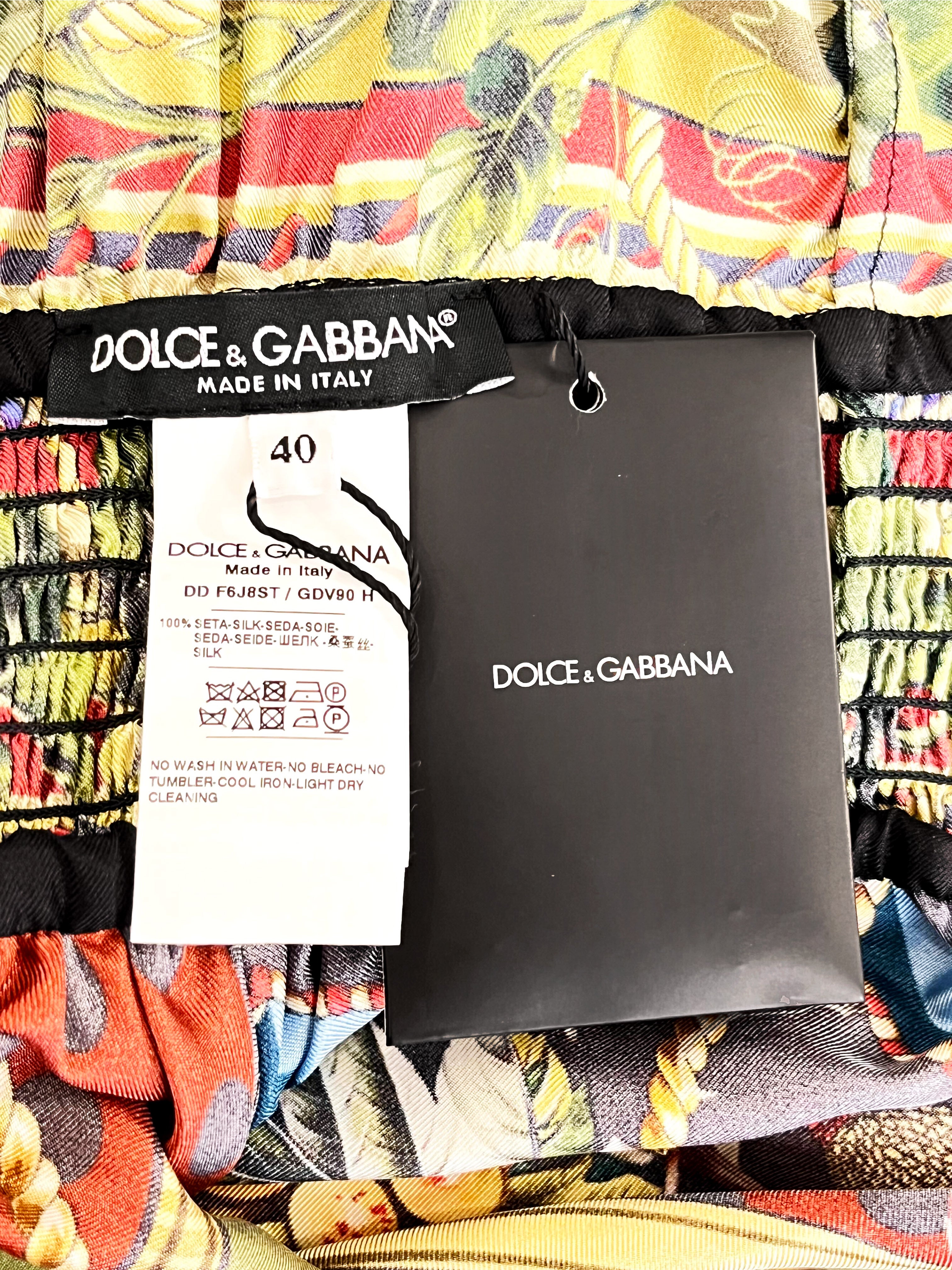 Dolce and Gabbana 2020s Fruits and Mushroom Print Midi Dress
