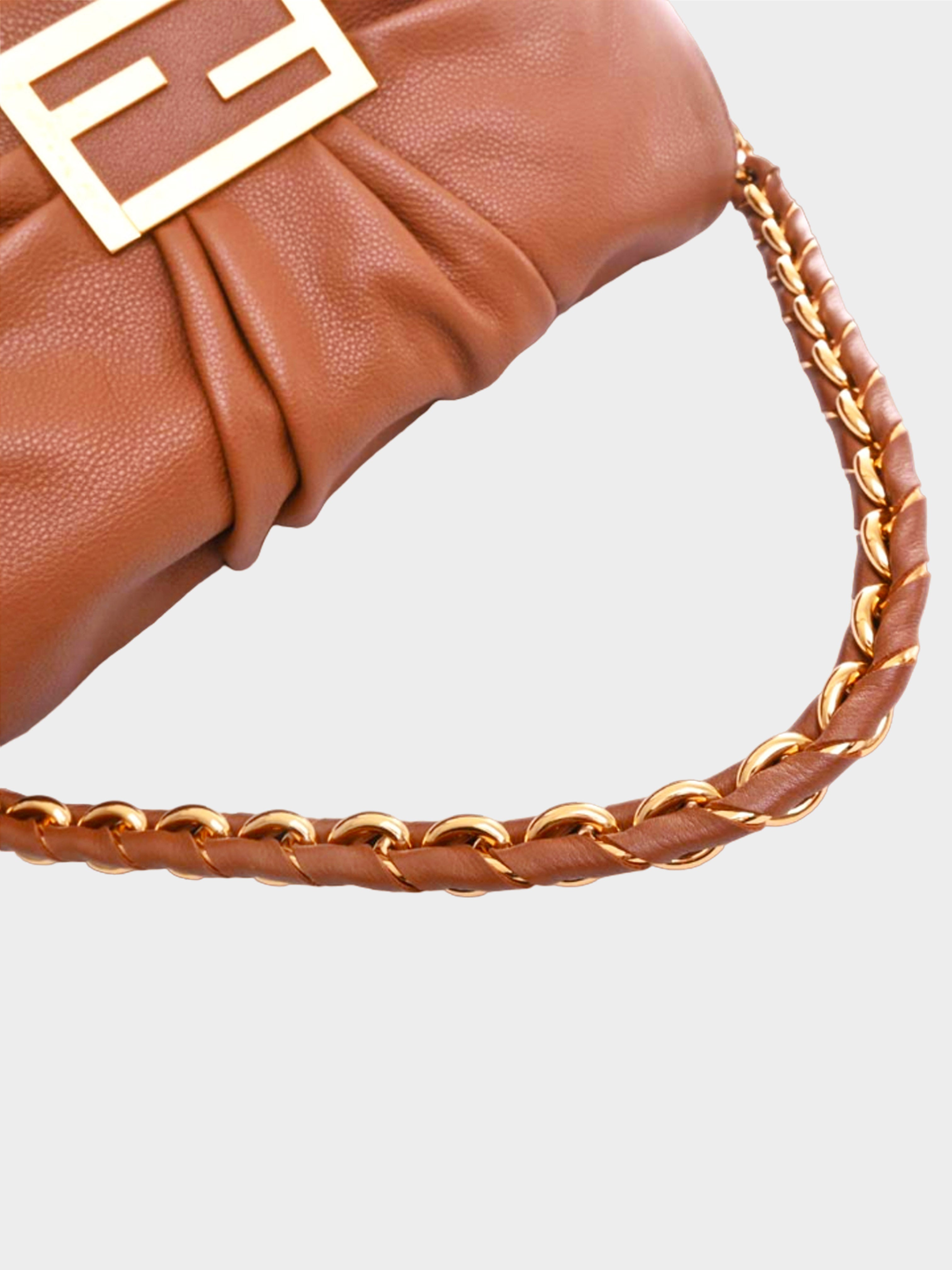 Fendi 2010s Brown Mia Chain Shoulder Bag