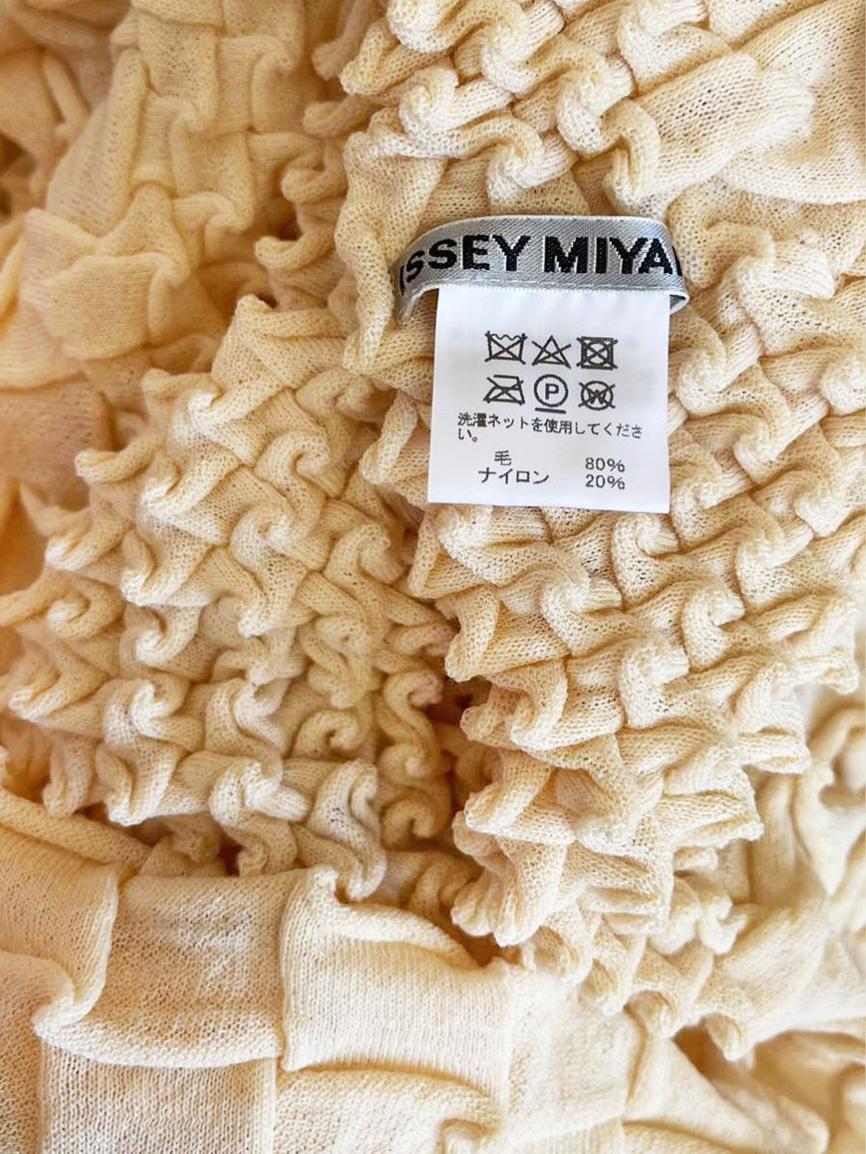 Issey Miyake Fall 2023 Beige Shell Knit Wool Maxi Dress