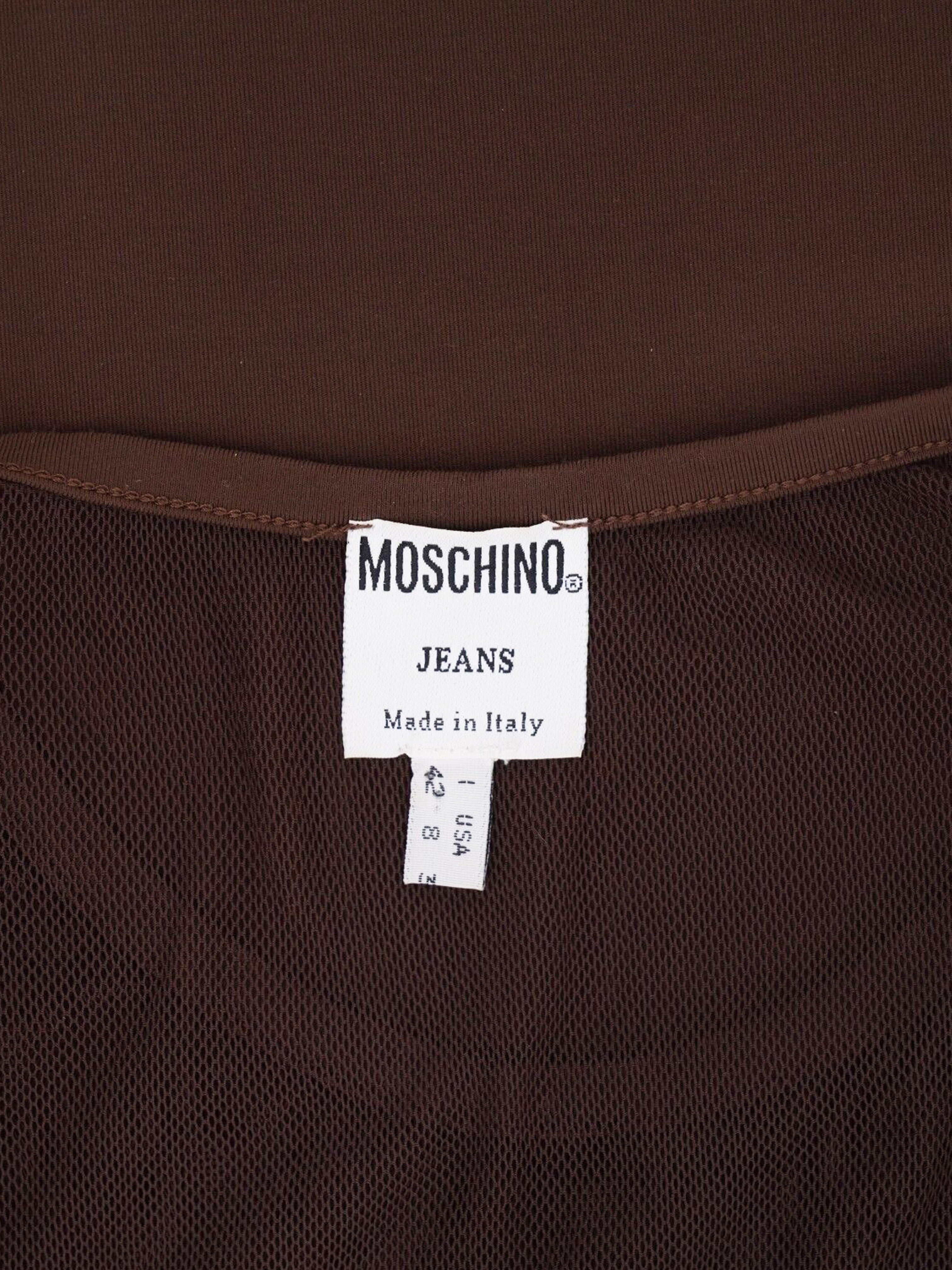Moschino Jeans 1990s Brown Mesh Trim Bodycon Dress