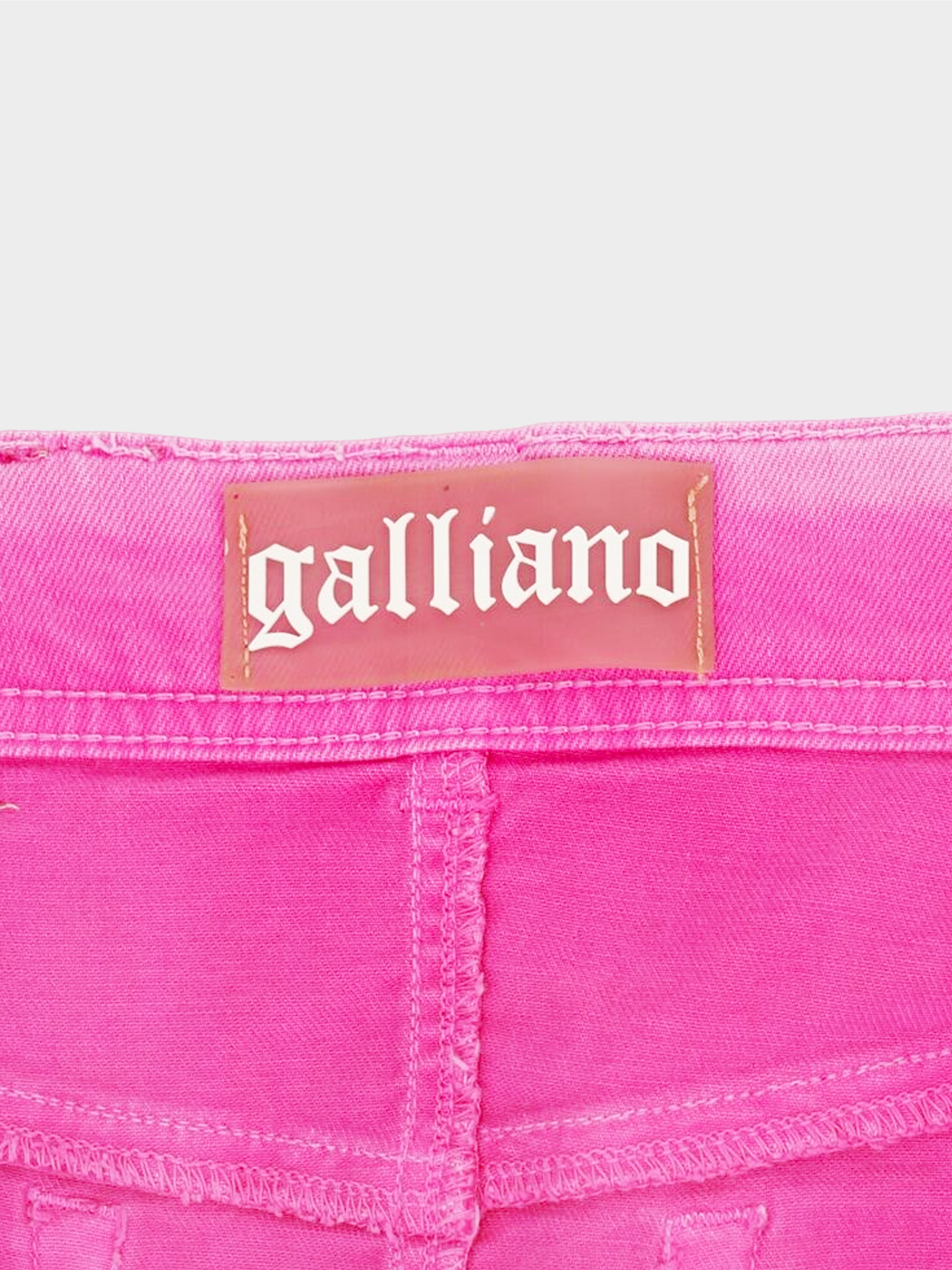 John Galliano 2000s Washed Pink Denim Mini Skirt