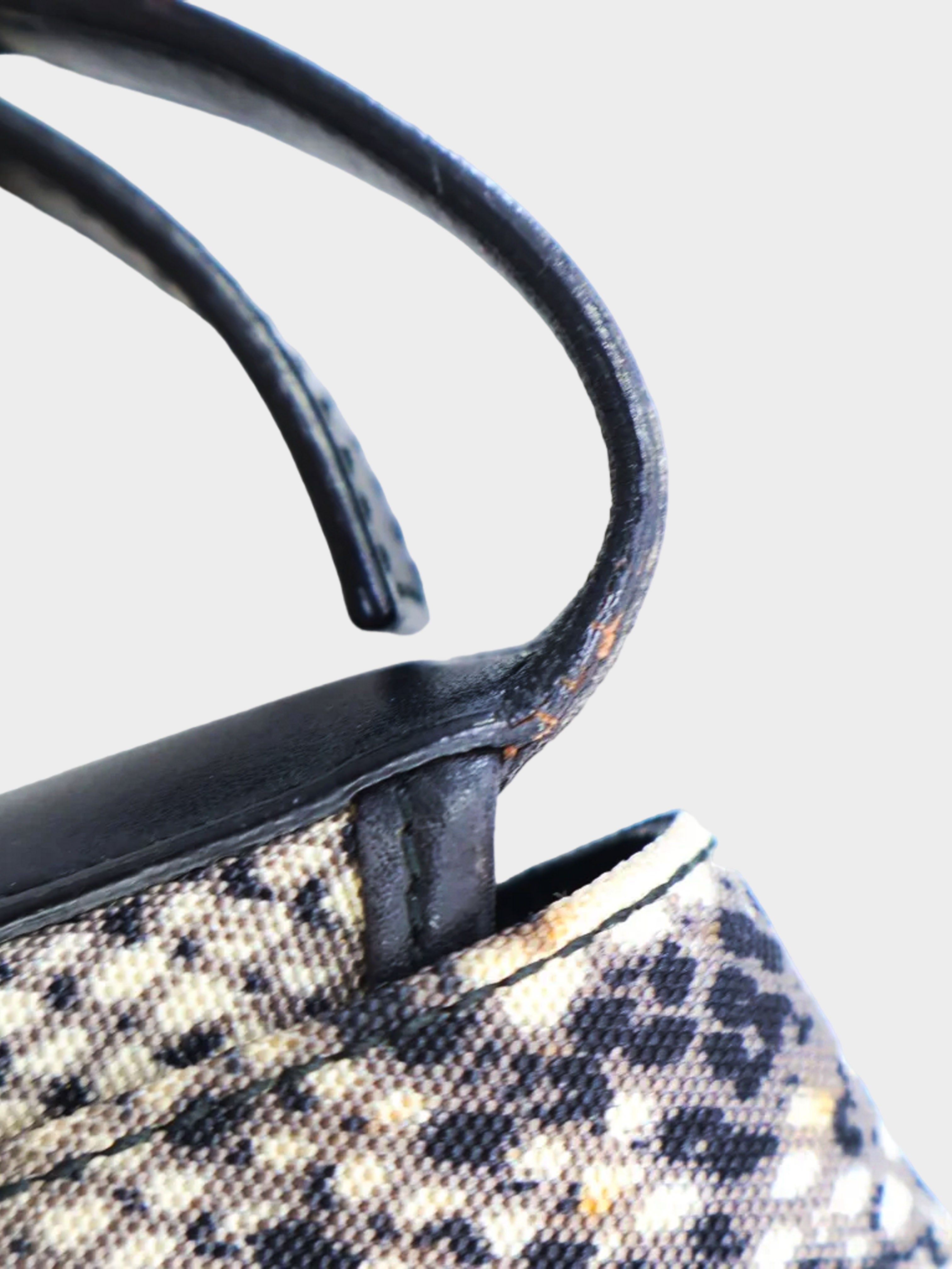 Gucci 2000s Black Python Print Canvas Jackie Hobo Bag