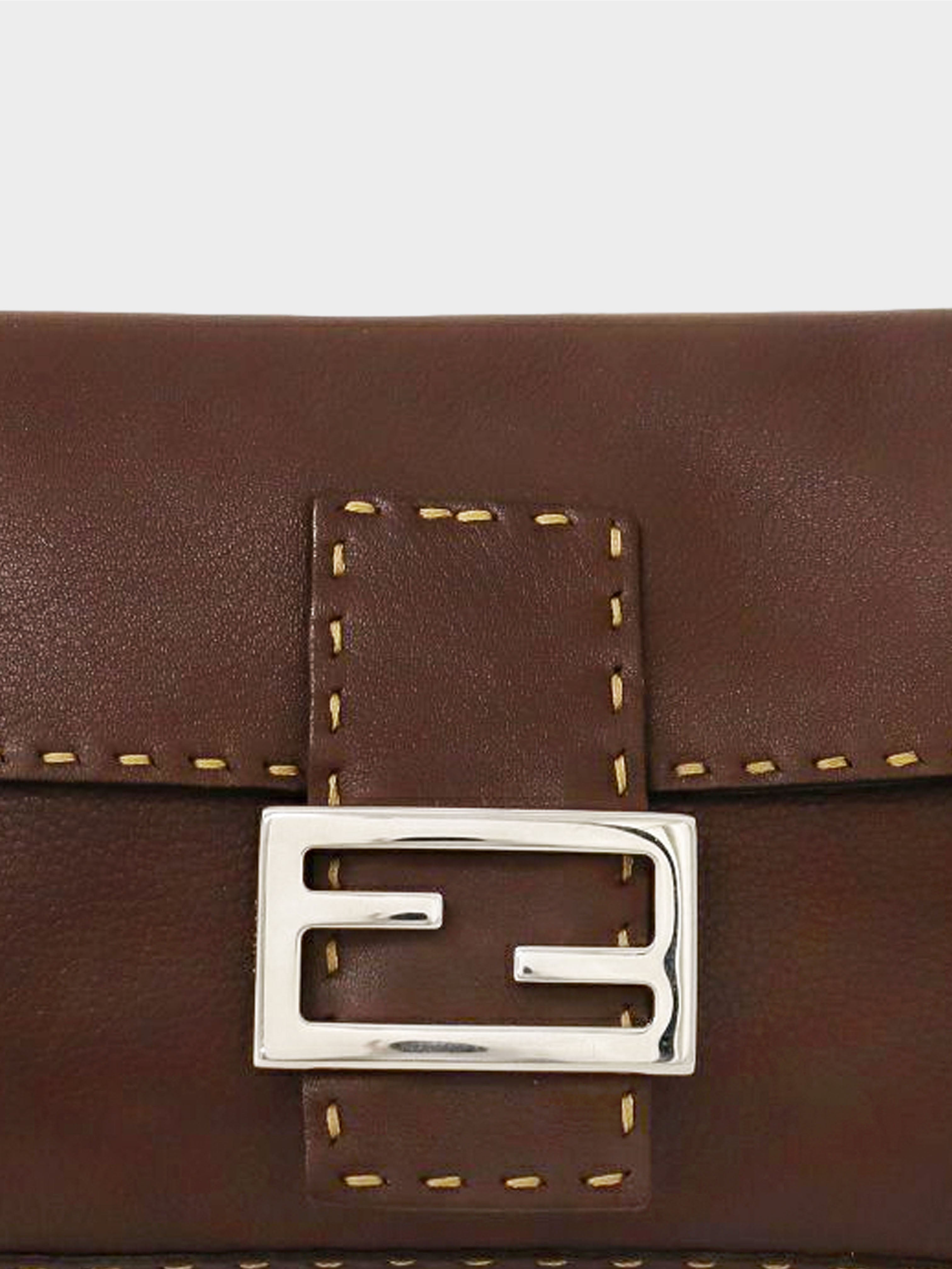 Fendi 2000s Rare Brown Selleria Mamma Baguette