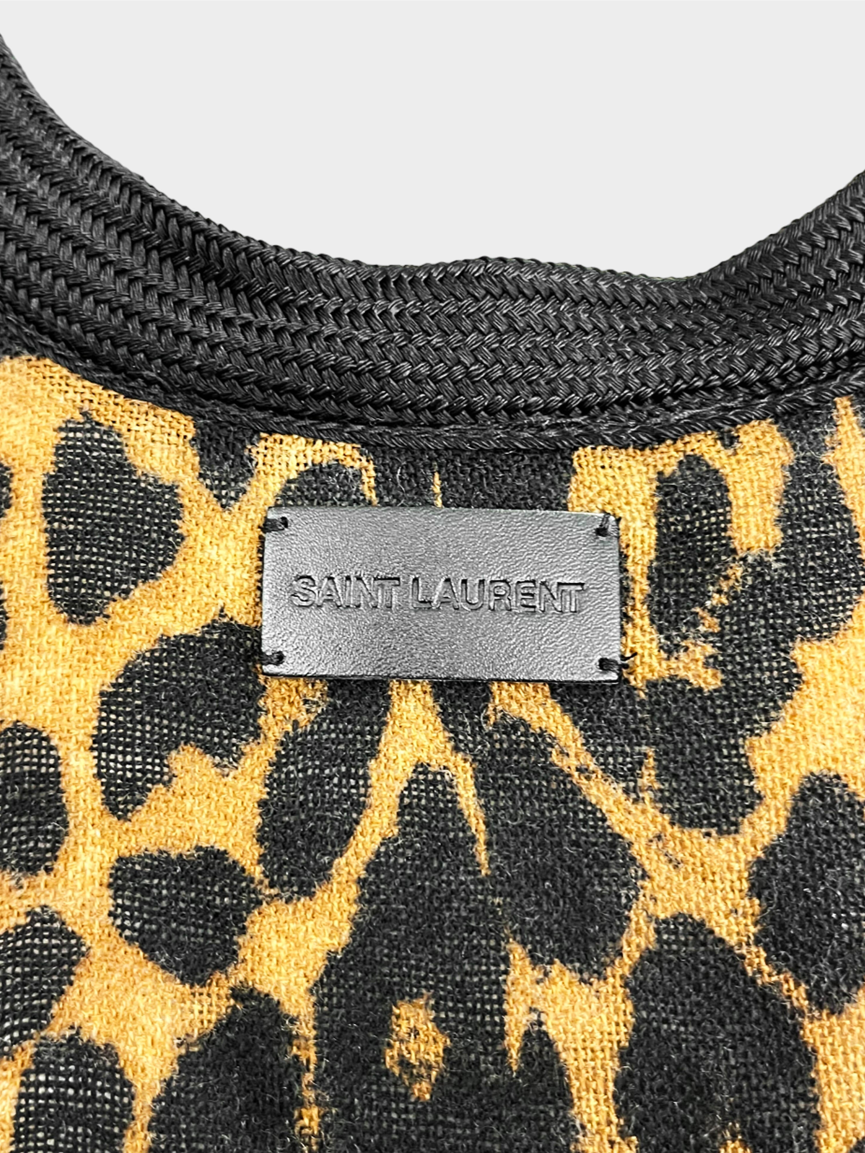 Saint Laurent 2020 Leopard Print Fringed Poncho with Tassels