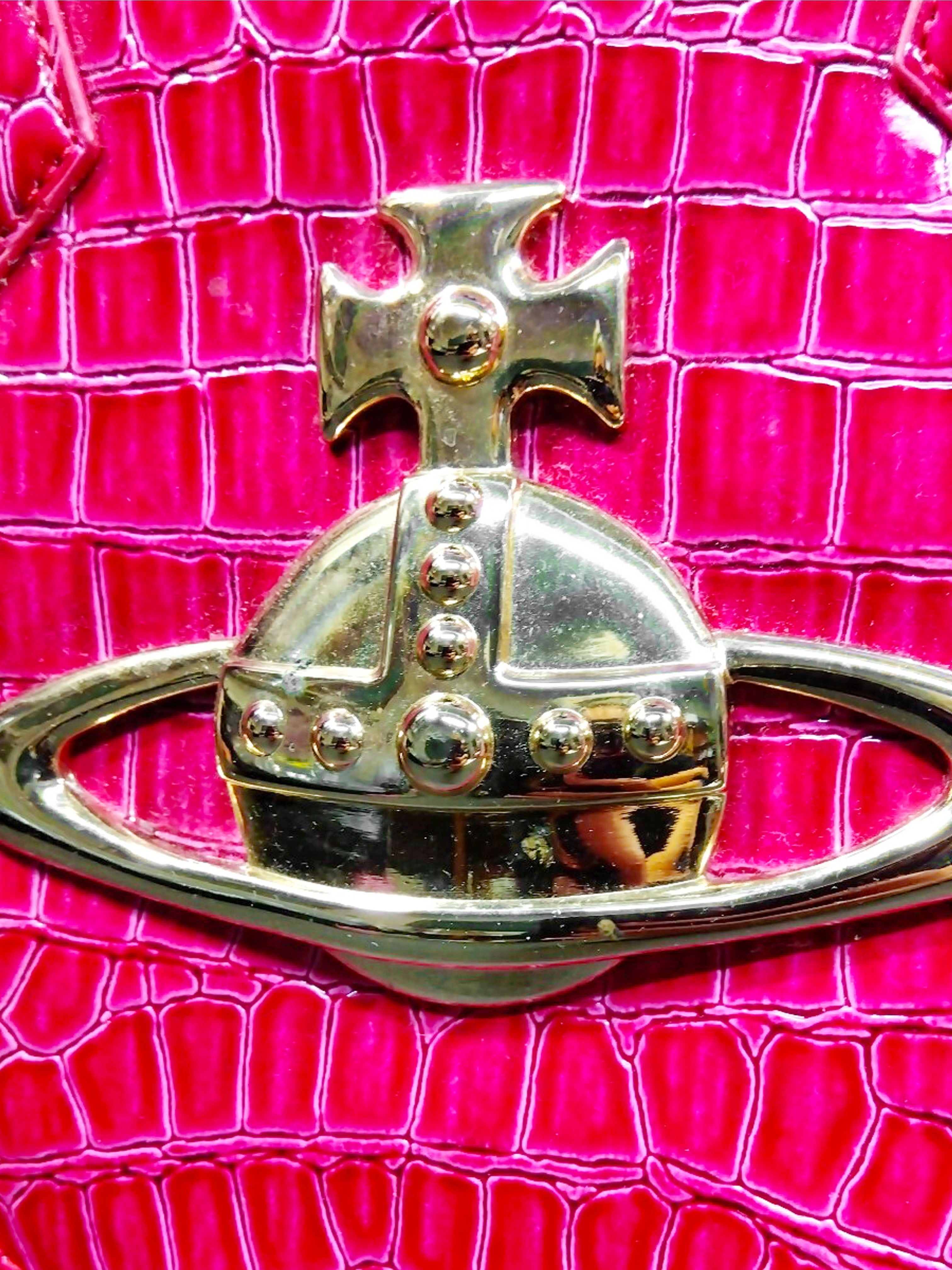 Vivienne Westwood 2000s Hot Pink Chancery Heart Orb Mini Bag