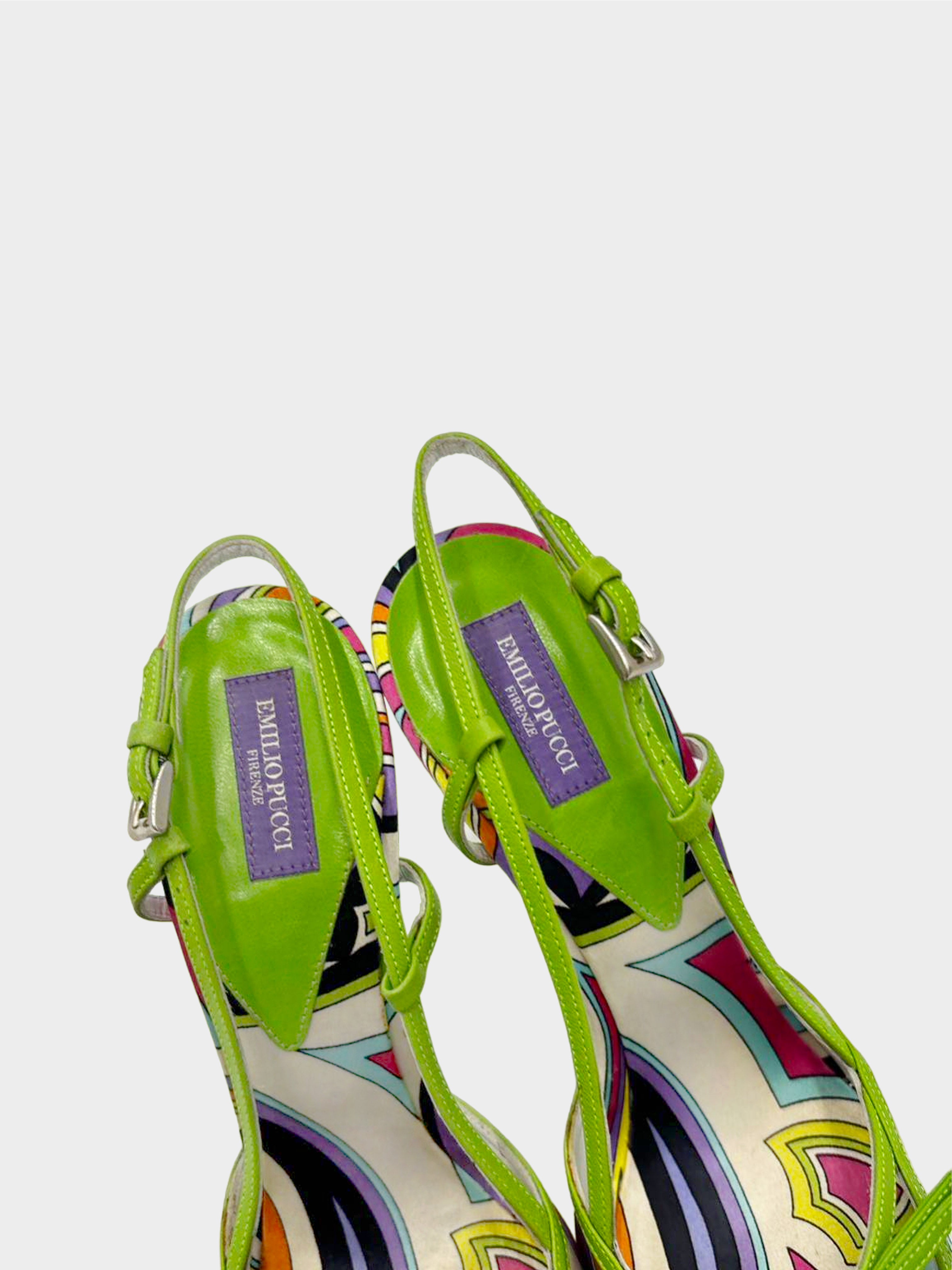 Emilio Pucci 2000s Satin Printed Slingback Heels