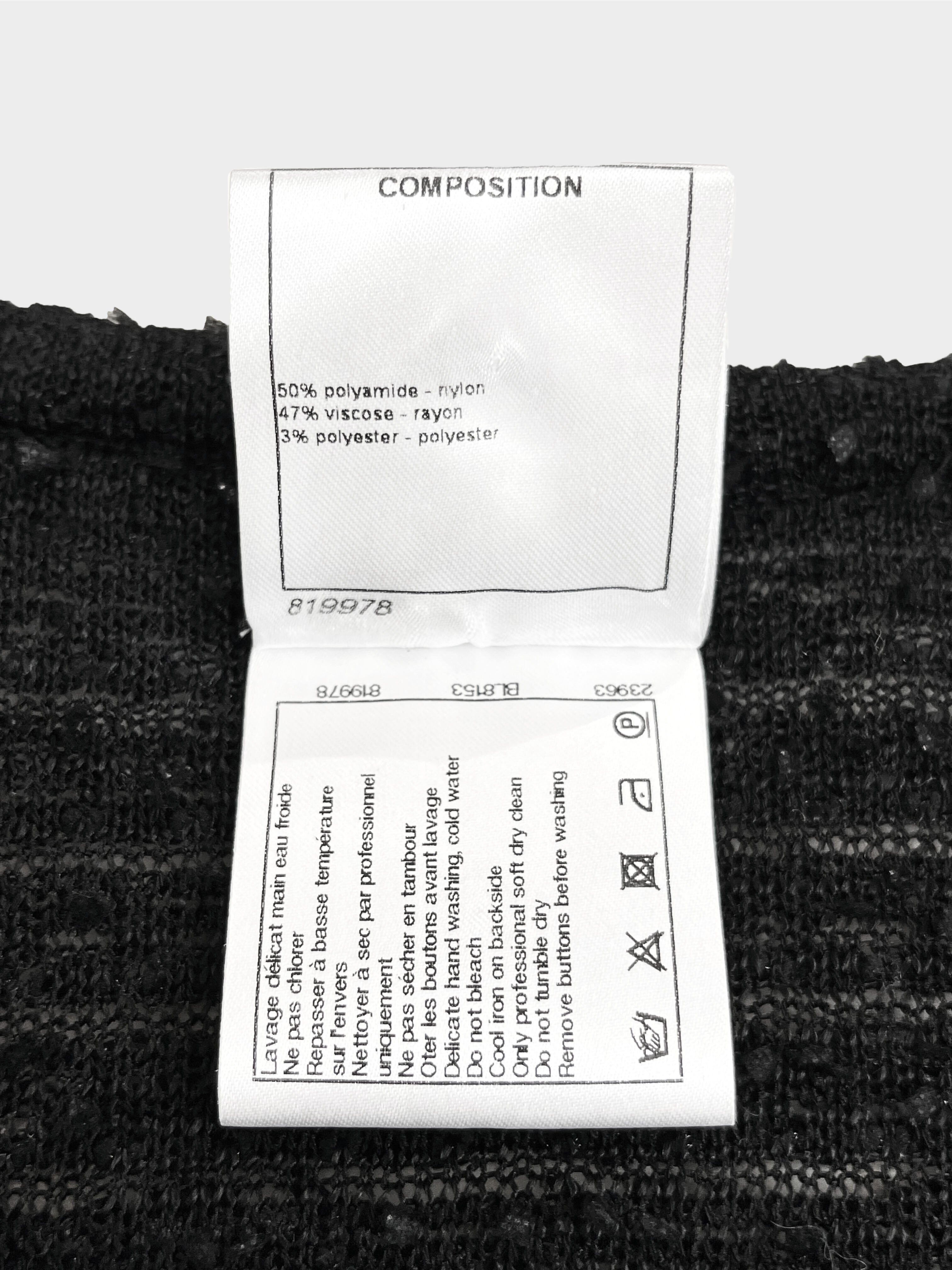 Chanel 2010s Black Sheer Boucle Knit Sweater