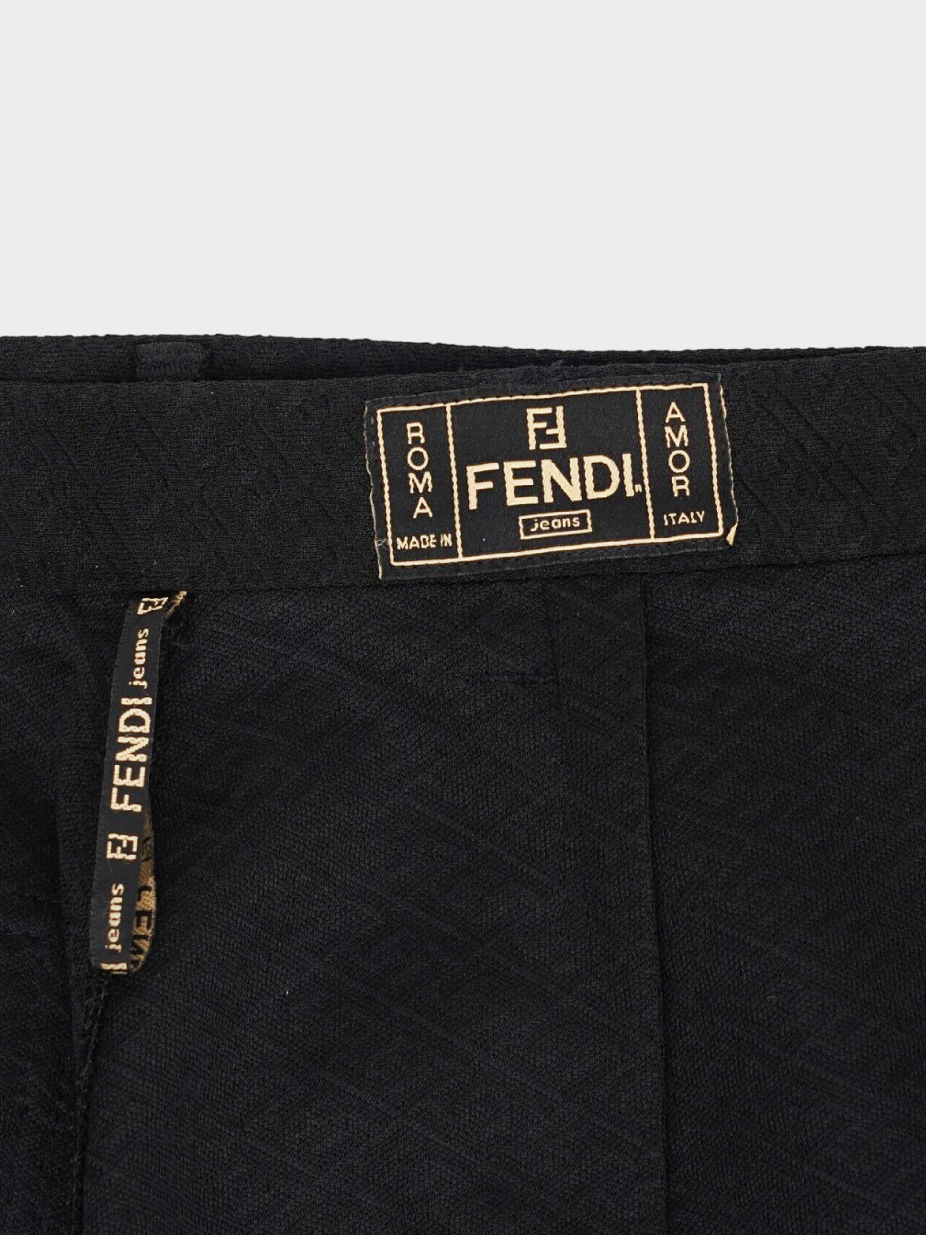 Fendi Jeans 1990s Black Zucca Pattern Maxi Skirt