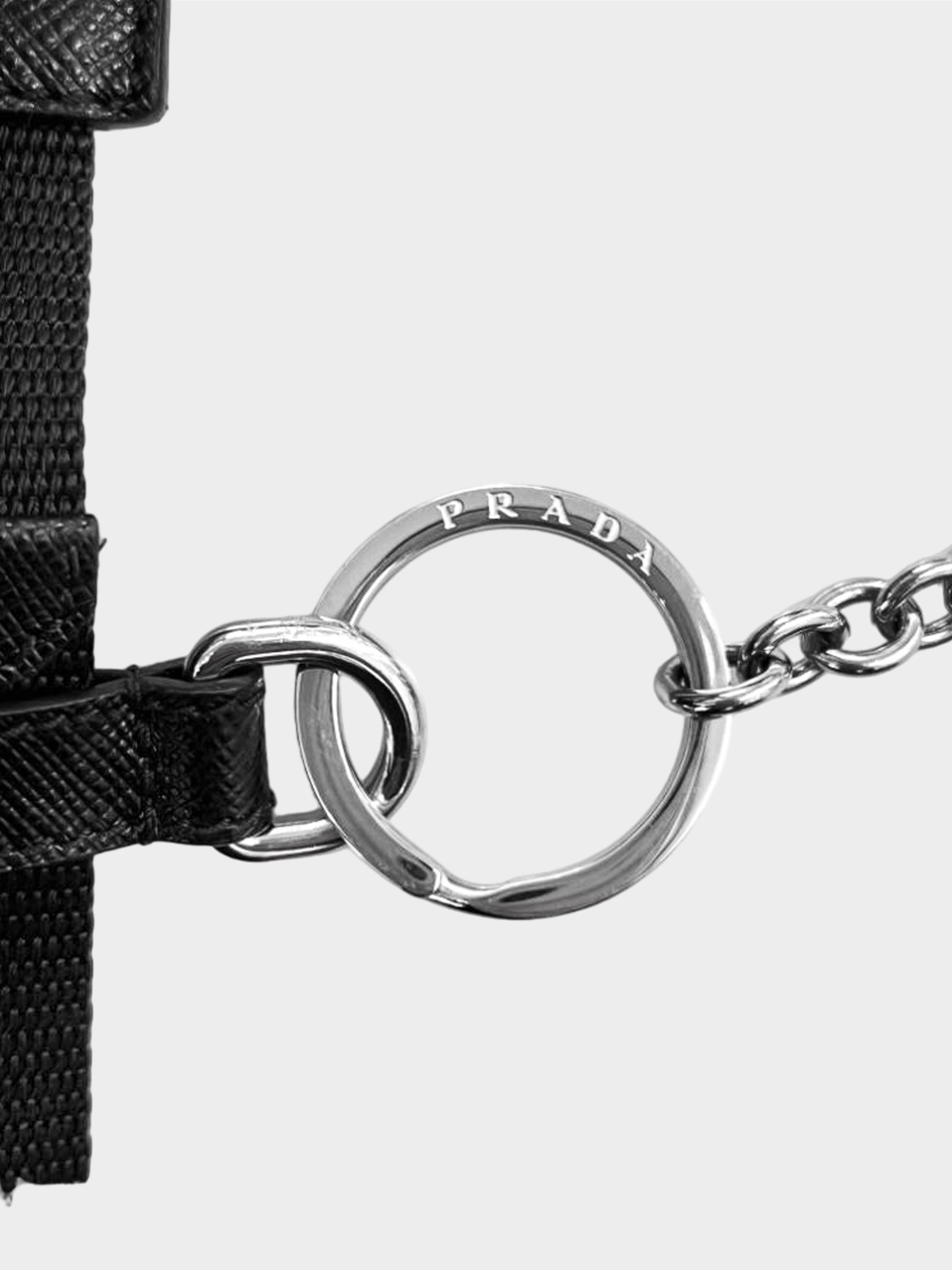 Prada 2019 Black Tessuto Nylon Saffiano Double Pouch Belt Bag