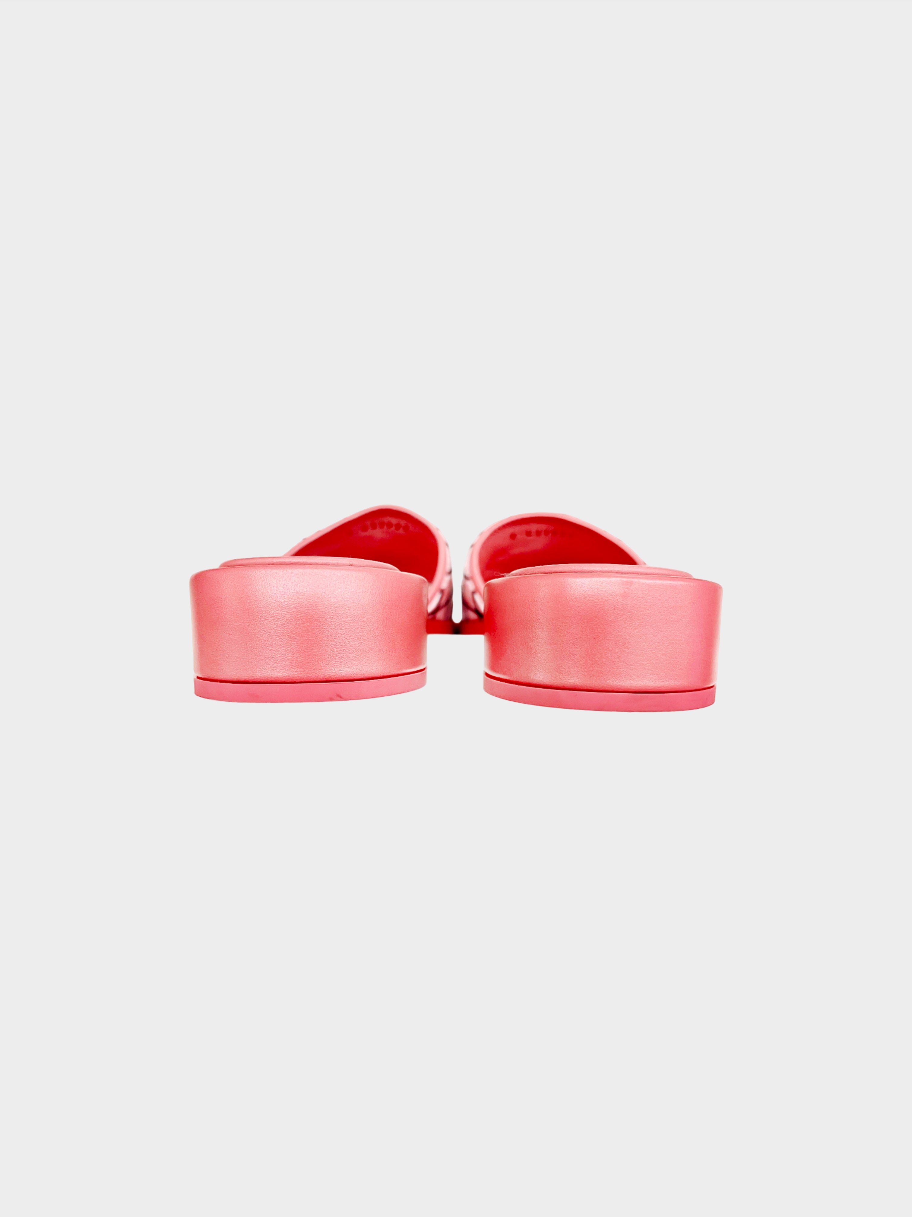 Chanel 2021 Pink CC Velvet Slides
