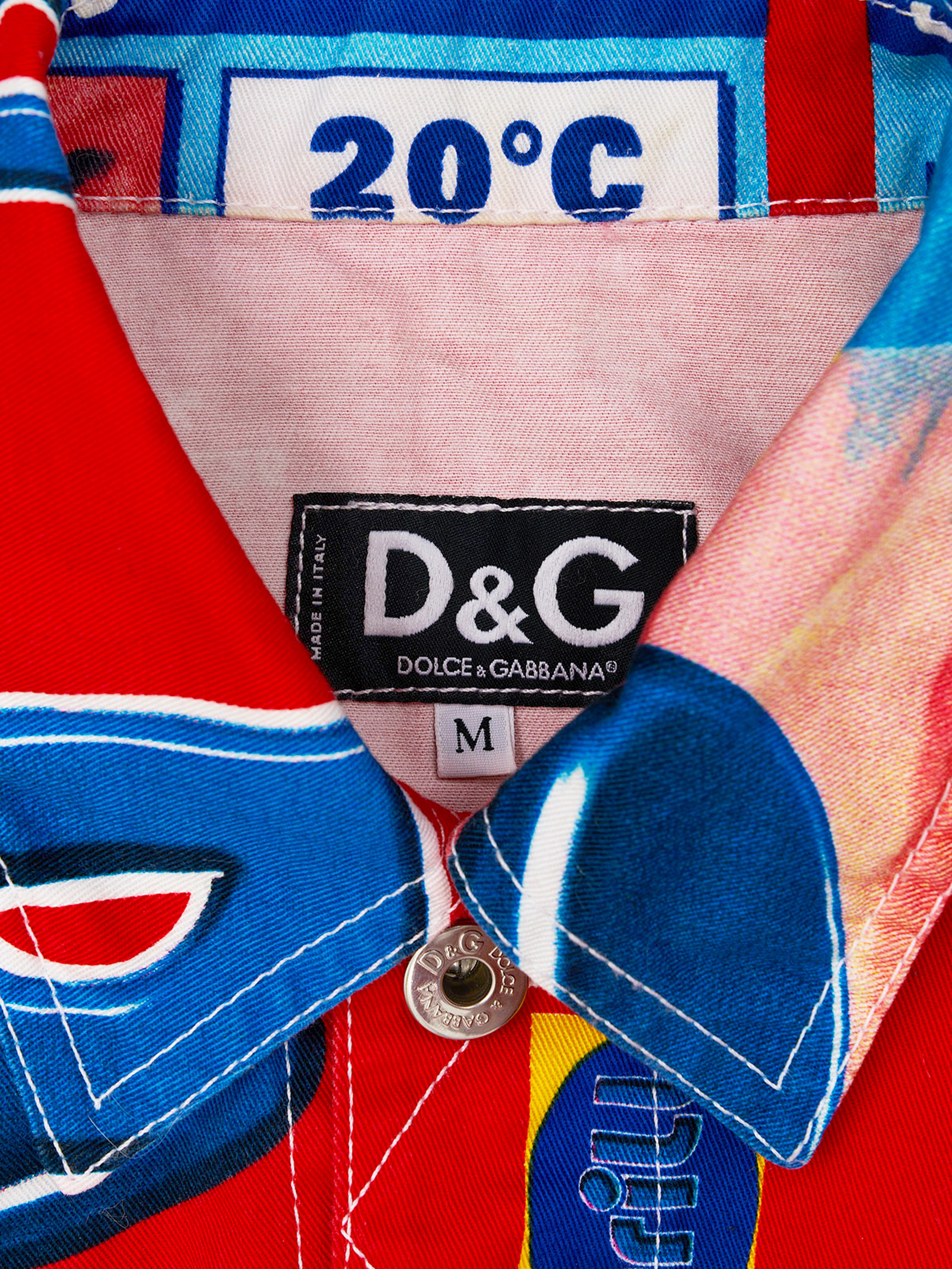 Dolce and Gabbana D&G Spring 2002 Drill Red Denim Vest