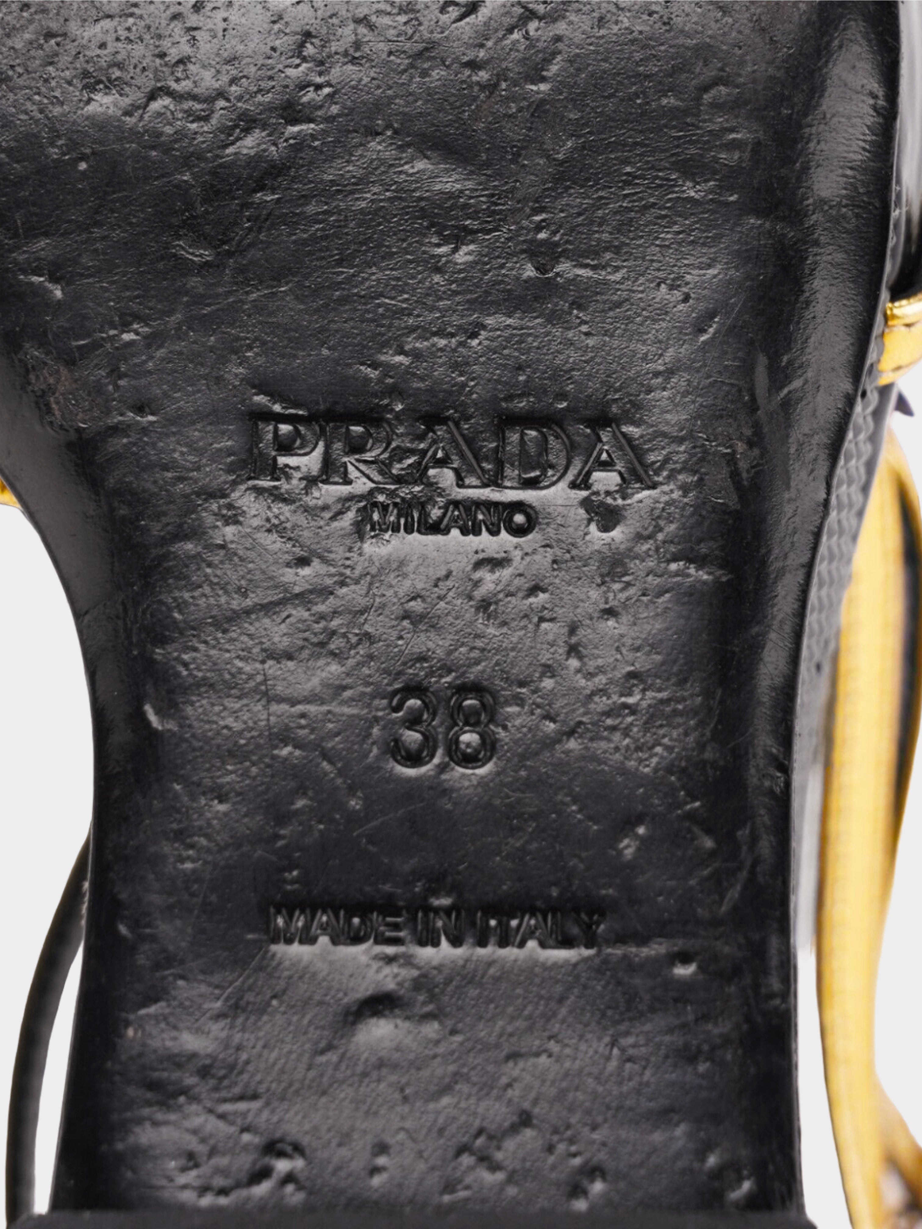 Prada FW 2014 Metallic Leather Perforated Runway Wedge Sandals