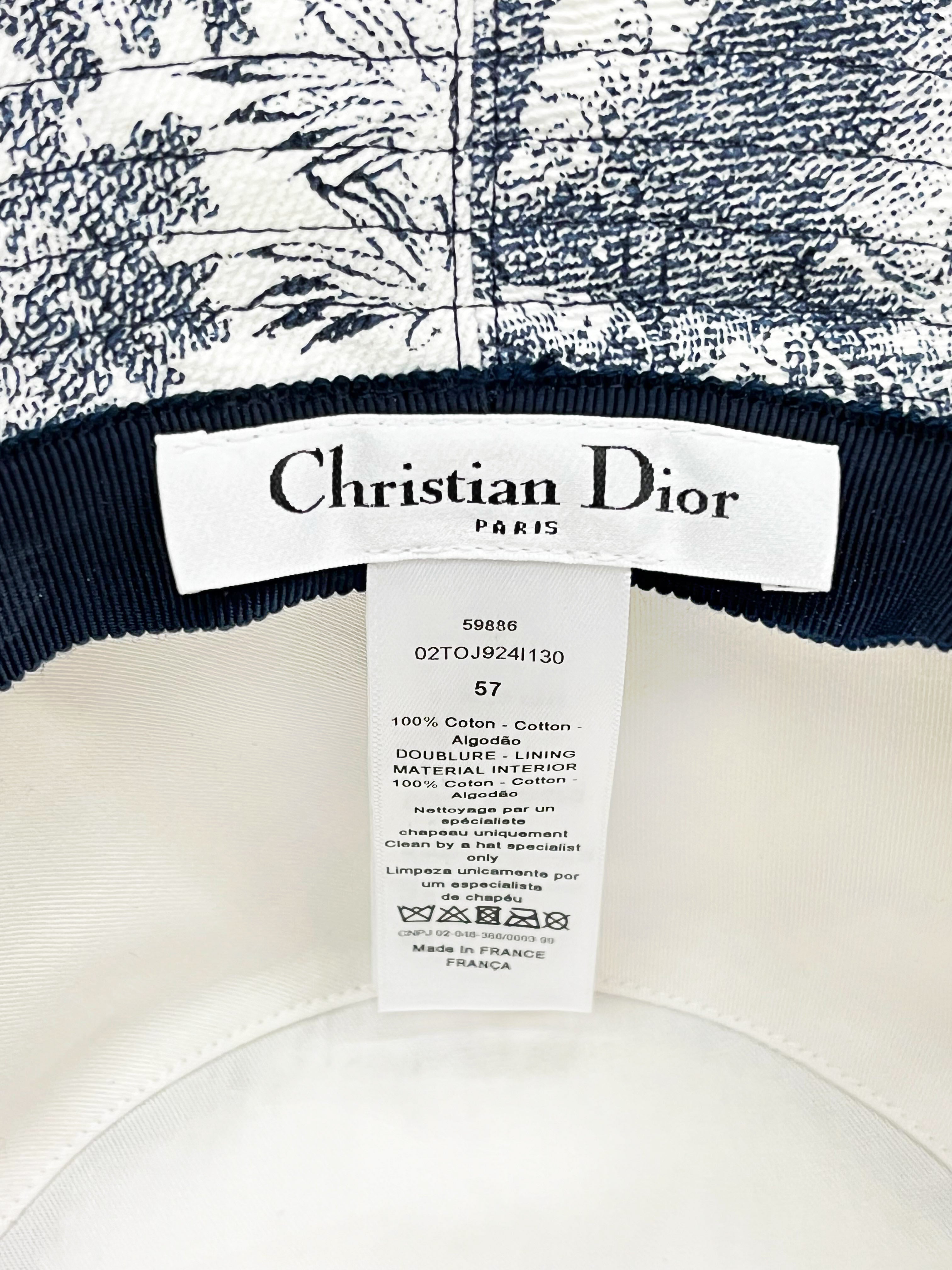 Christian Dior 2010s Navy Dioriviera Toile De Jouy Large Brimmed Hat