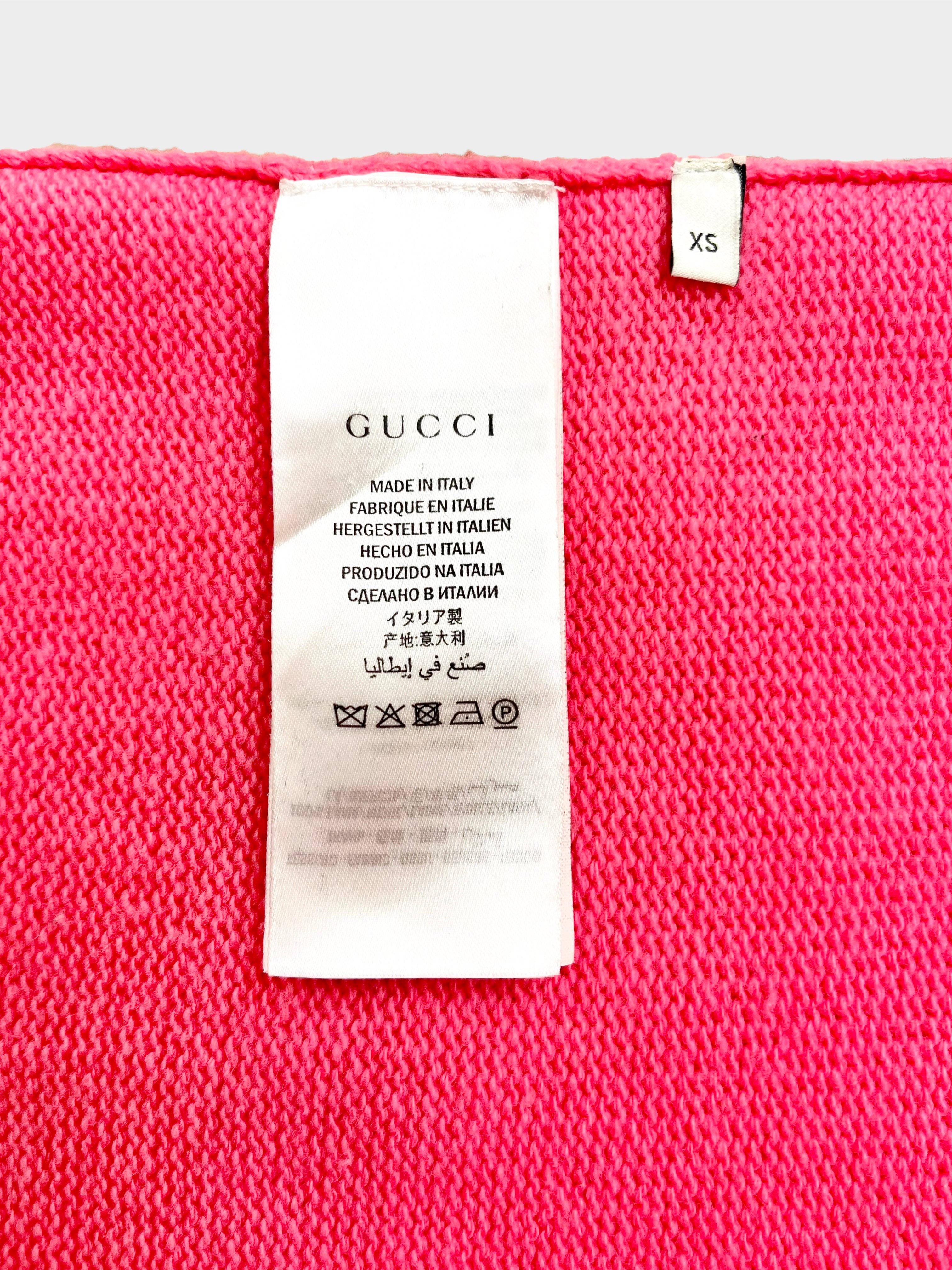 Gucci Cruise 2019 Pink and Red Logo Knit Sweater