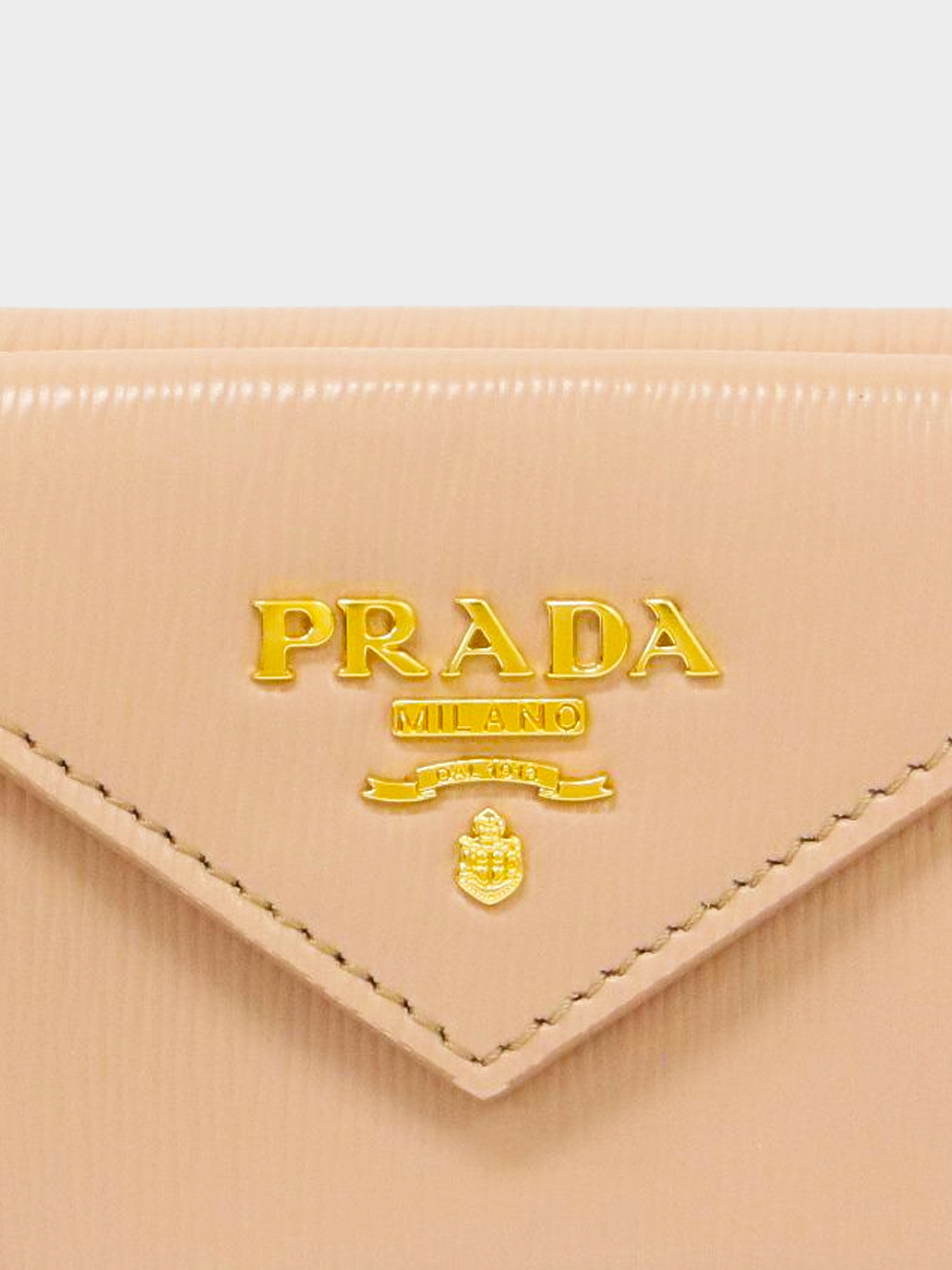 Prada 2020s Baby Pink Saffiano Leather Tri-fold Wallet