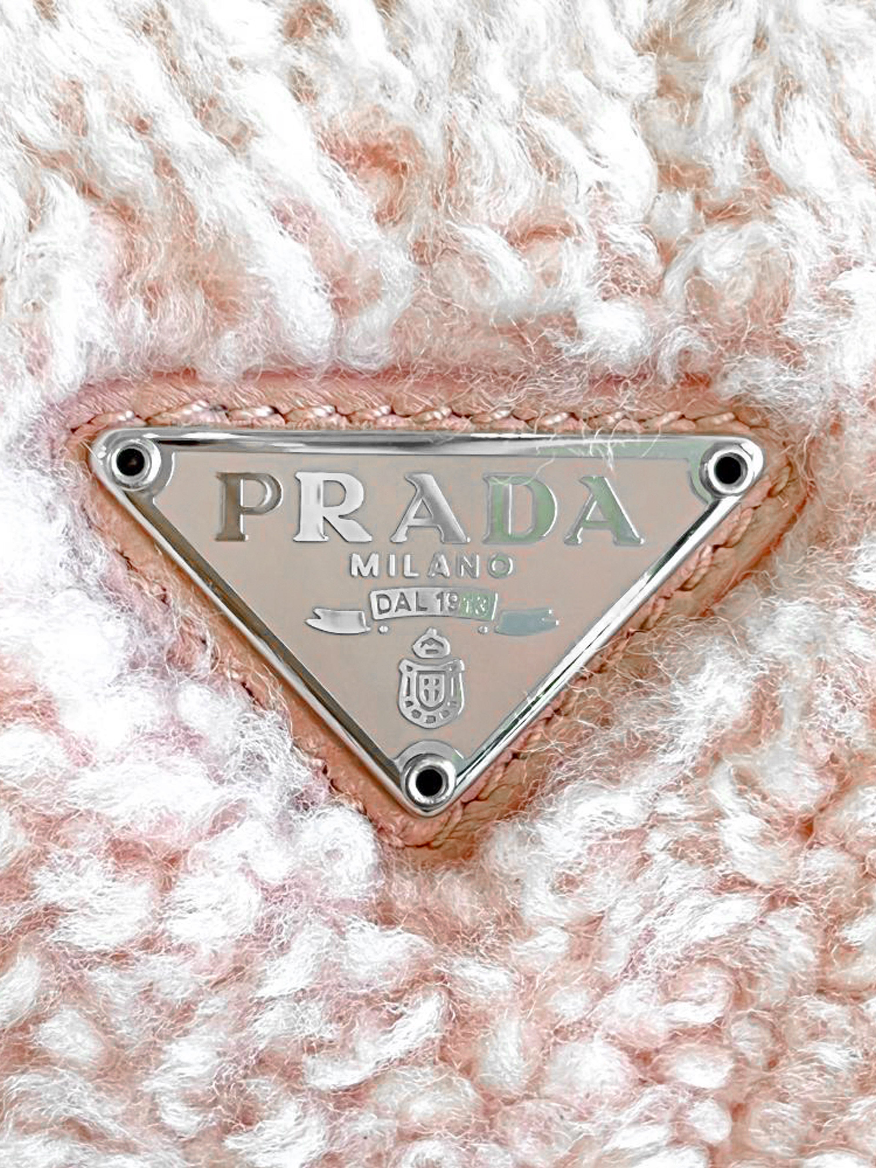 Prada 2020s Light Pink Shearling Mini Re-Edition 2000 Bag