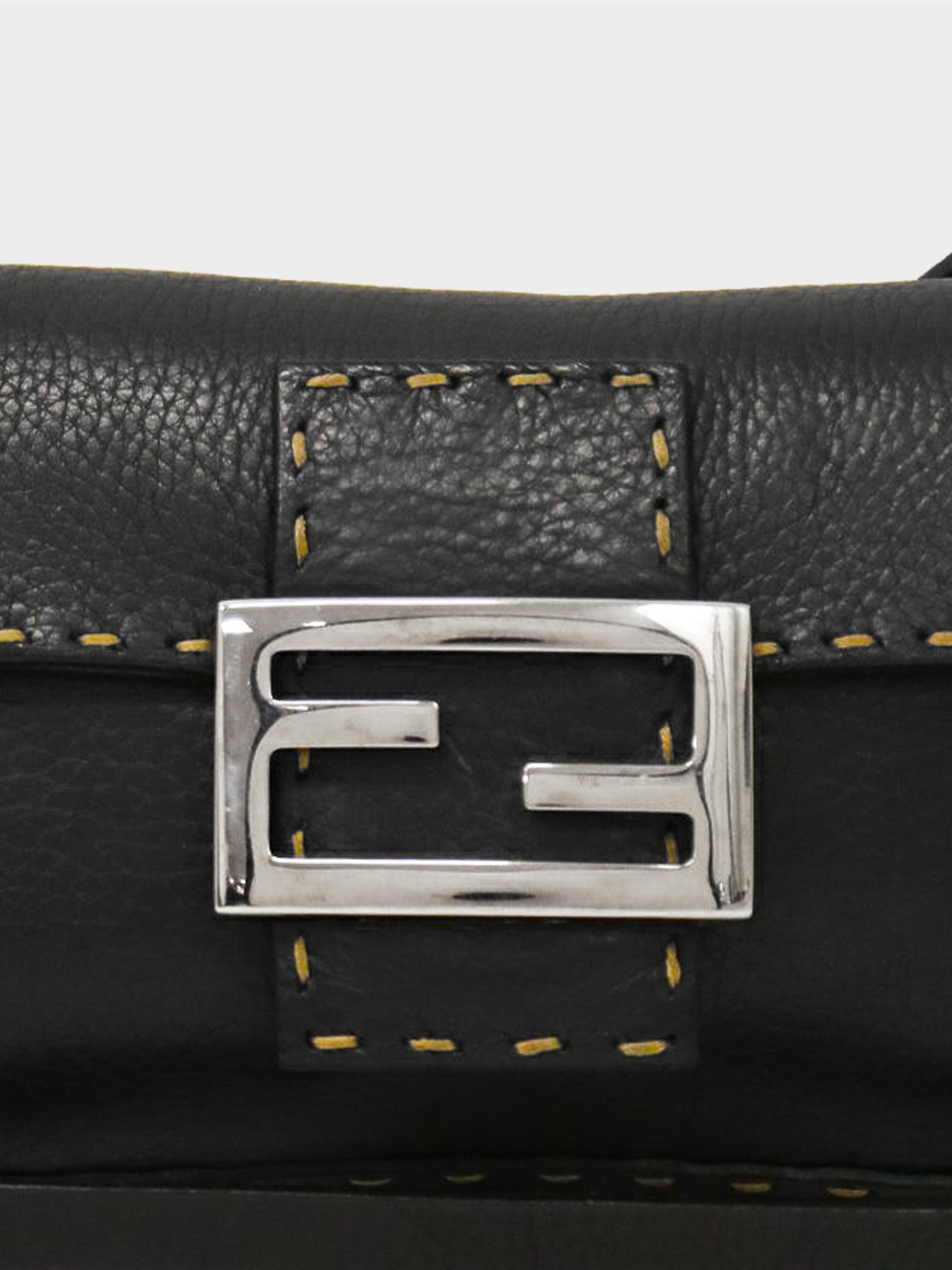 Fendi 2000s Black Calfskin Leather Selleria Mini Mamma Shoulder Bag