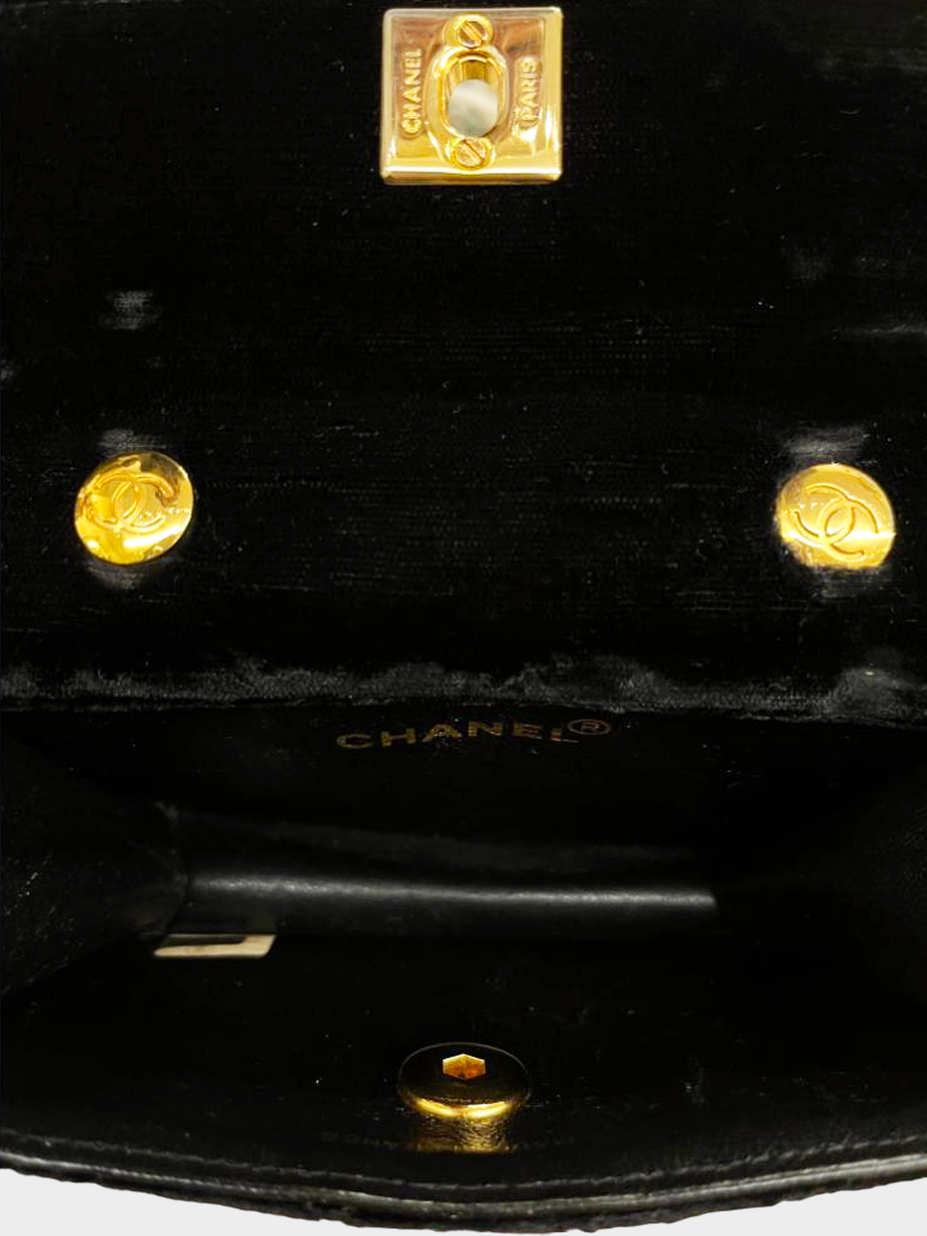 Chanel 1990 Black Velvet Mini Flap Bag