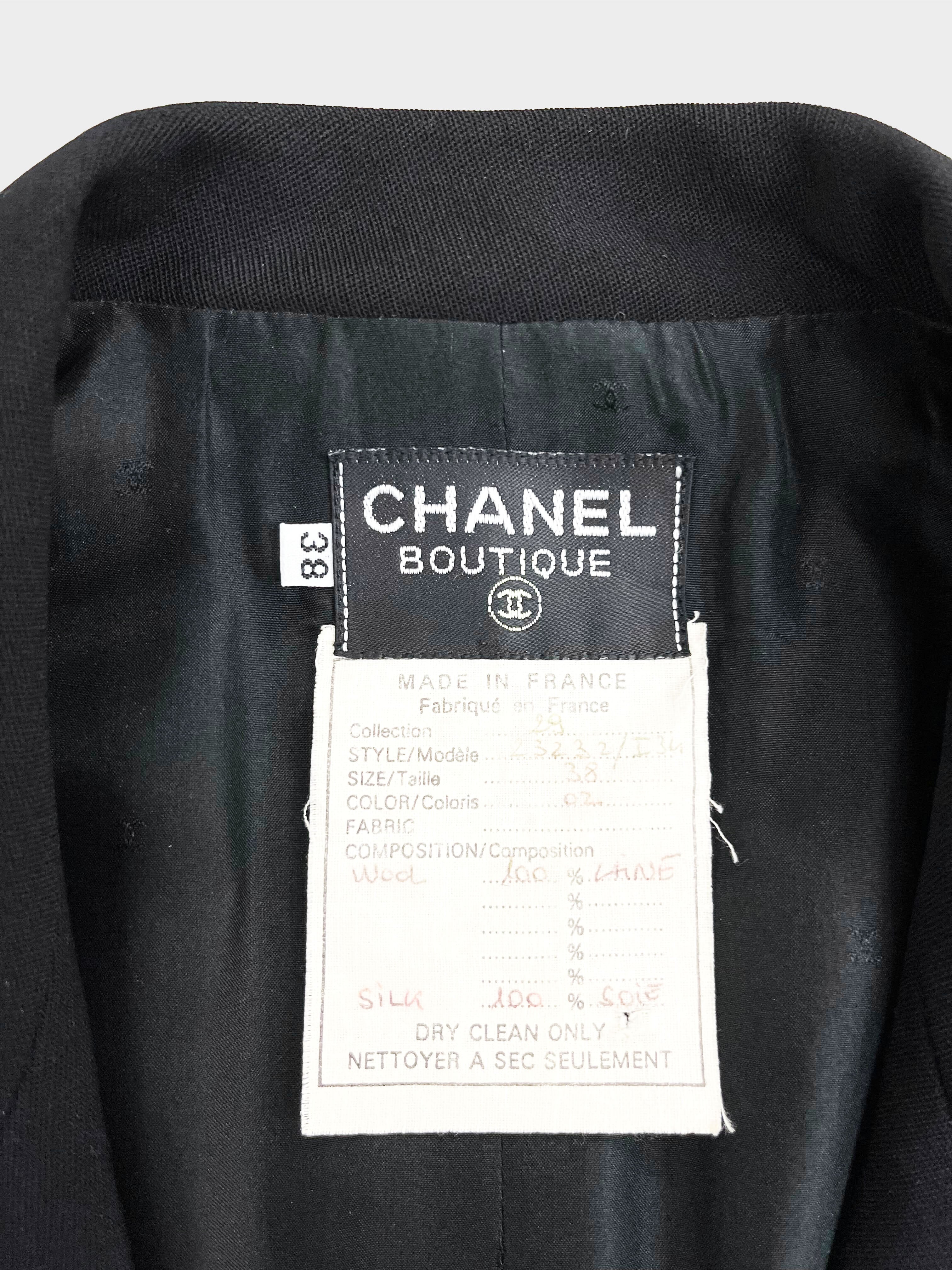 Chanel 1990s Black Wool Coat Dress with Belt