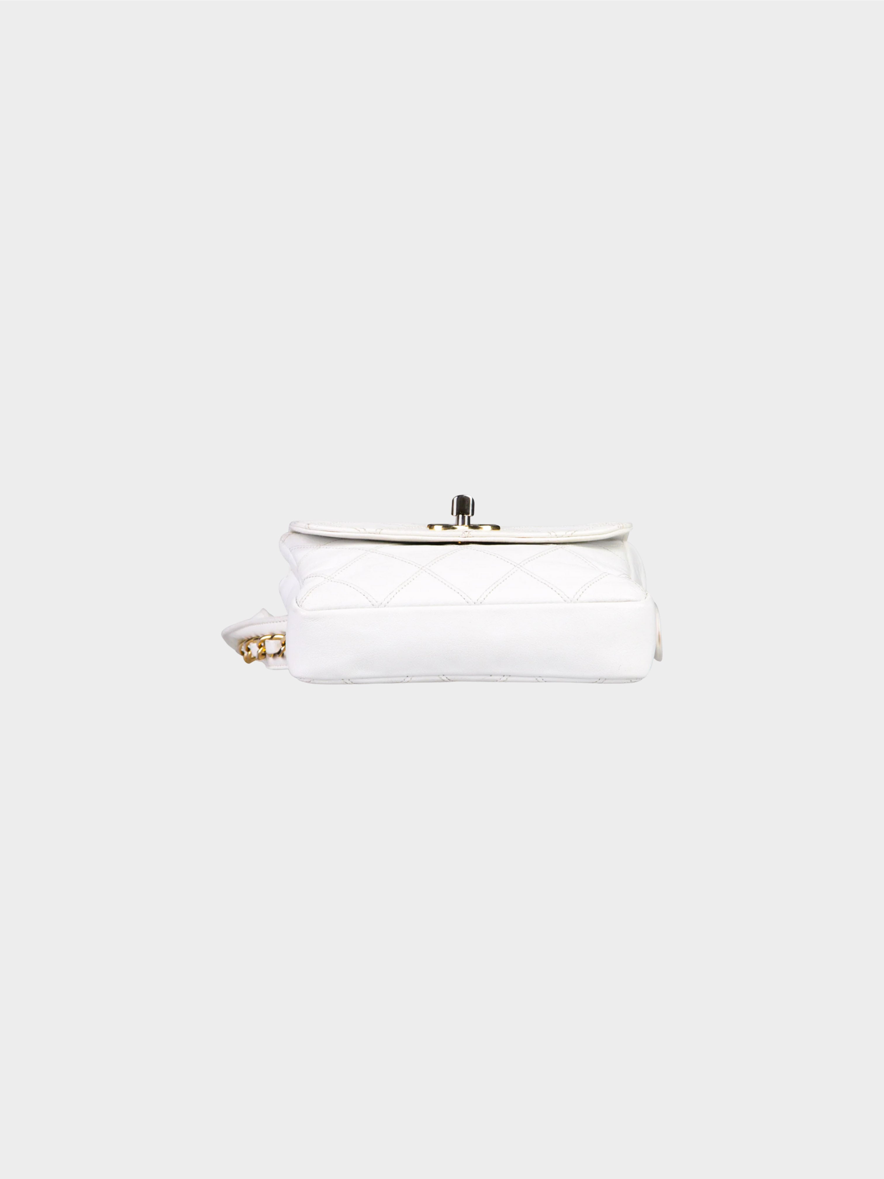 Chanel 1990s White Vintage Belt Flap Bag