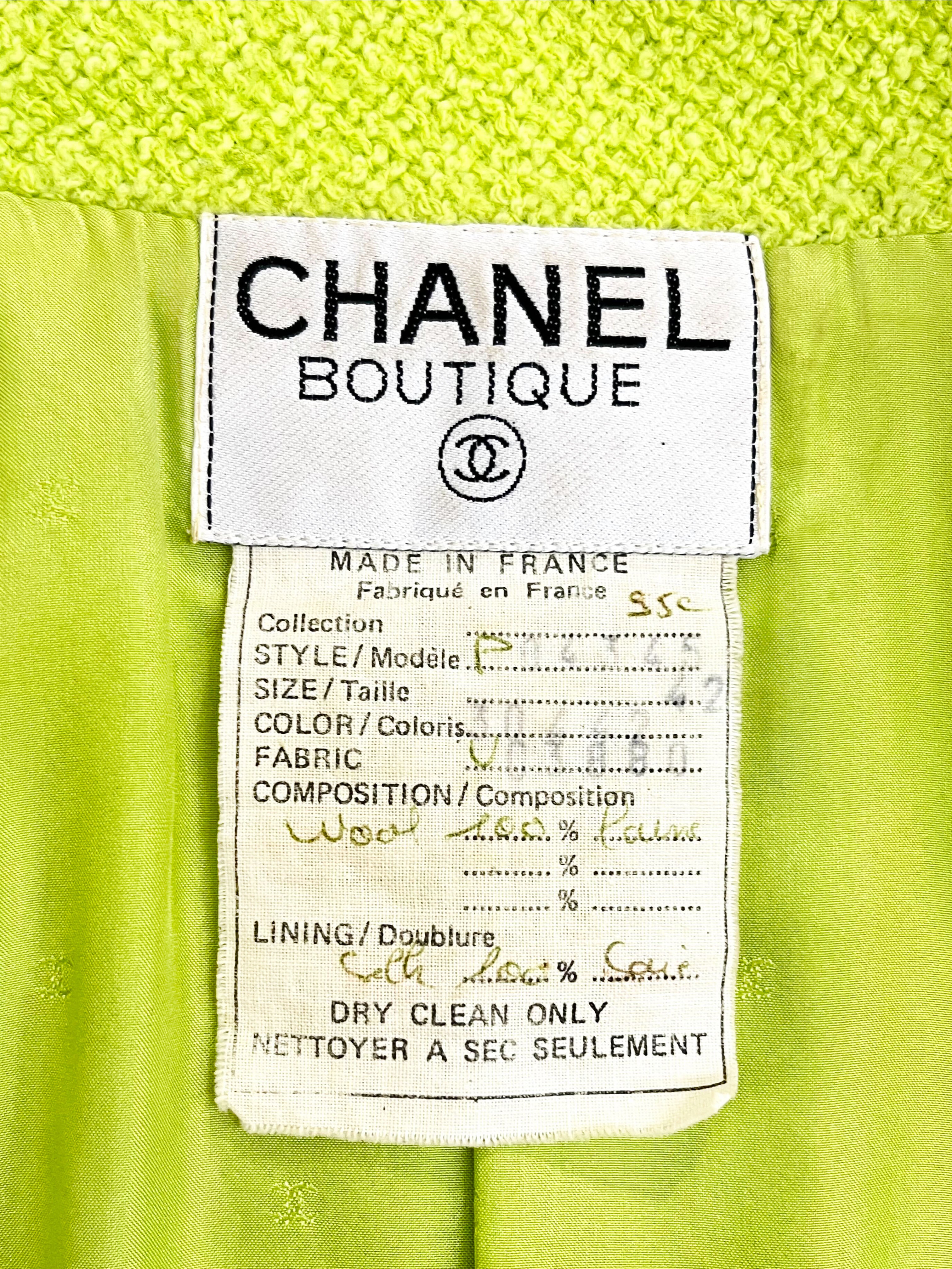 Chanel 1995 Lime Green Blazer with Mirror Buttons