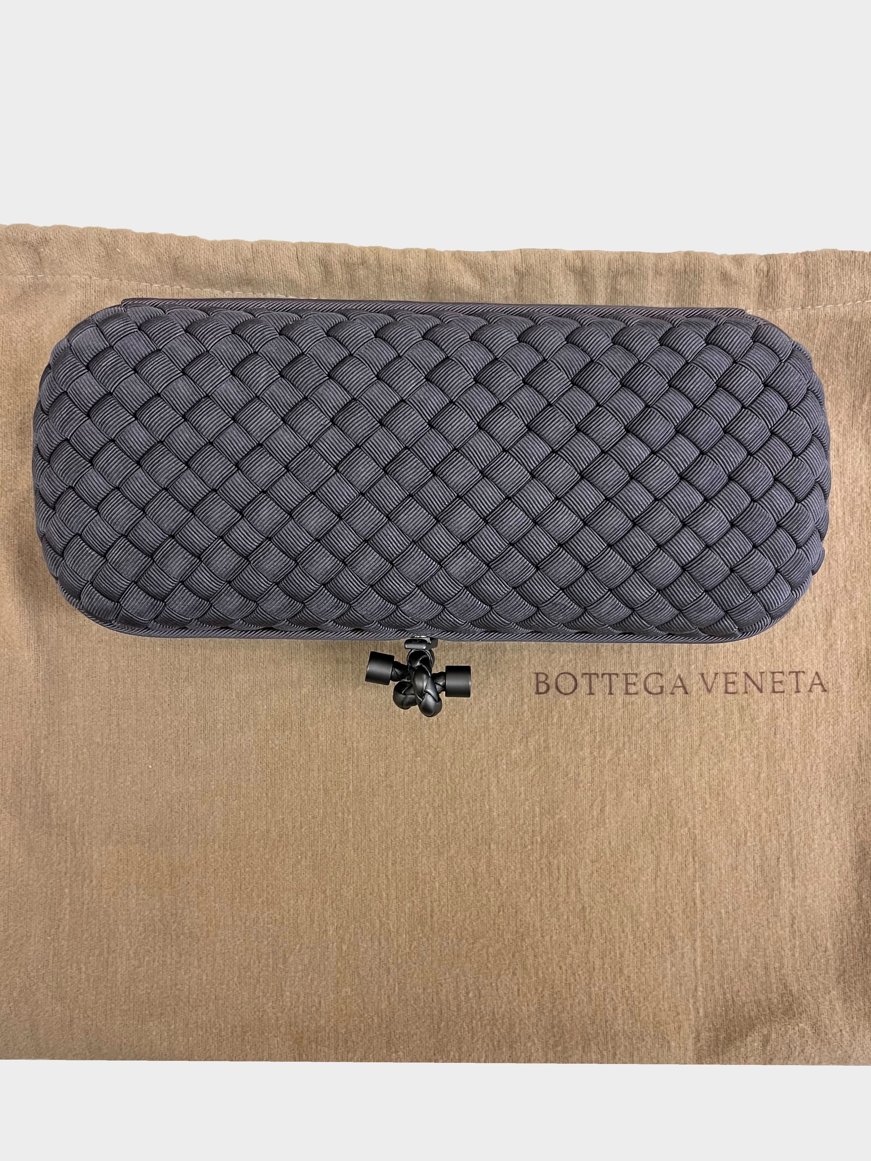 Bottega Veneta 2010s Grey Silk Knot Clutch