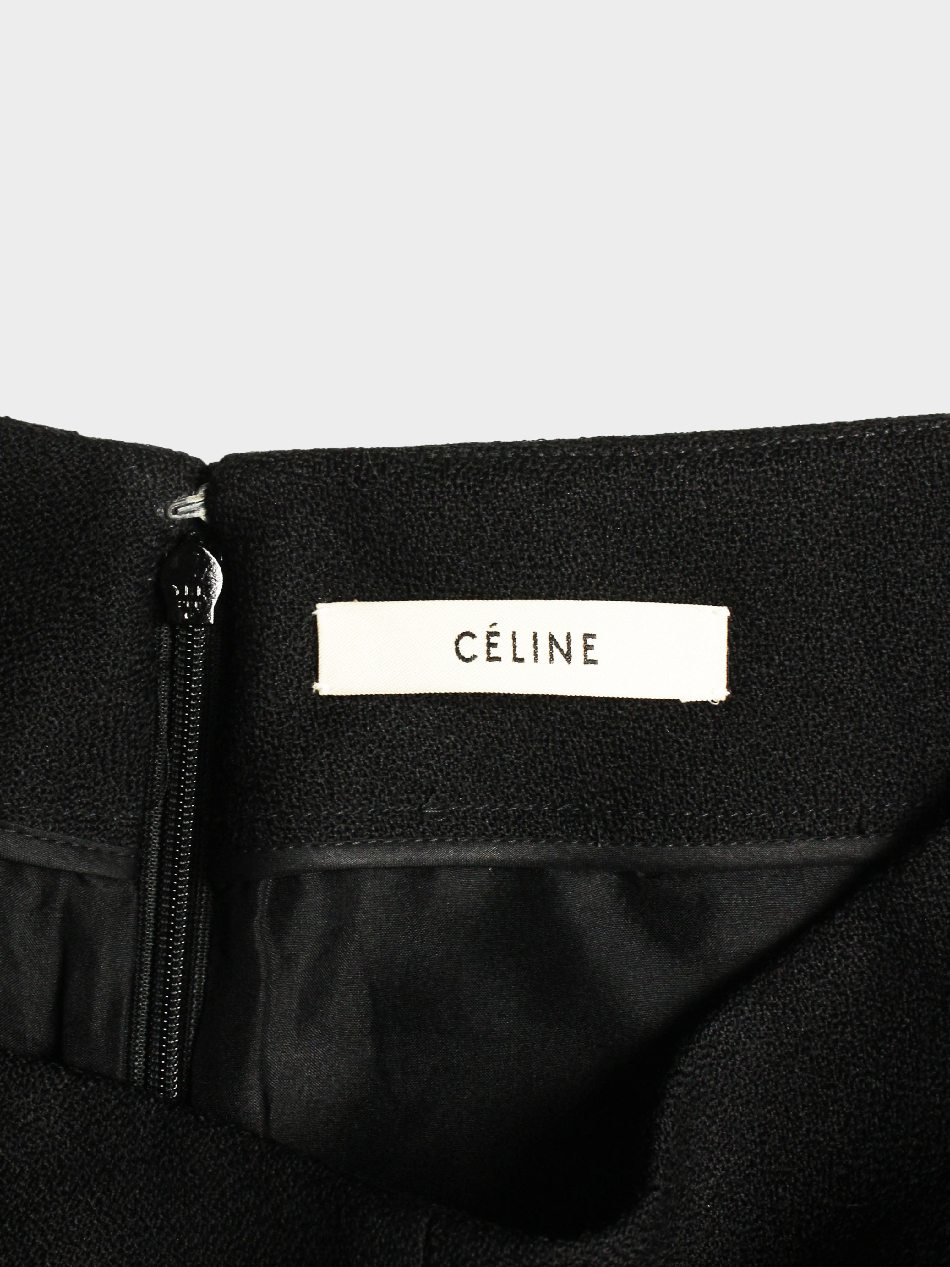 Céline by Phoebe Philo 2010s Black Wool Flared Skirt