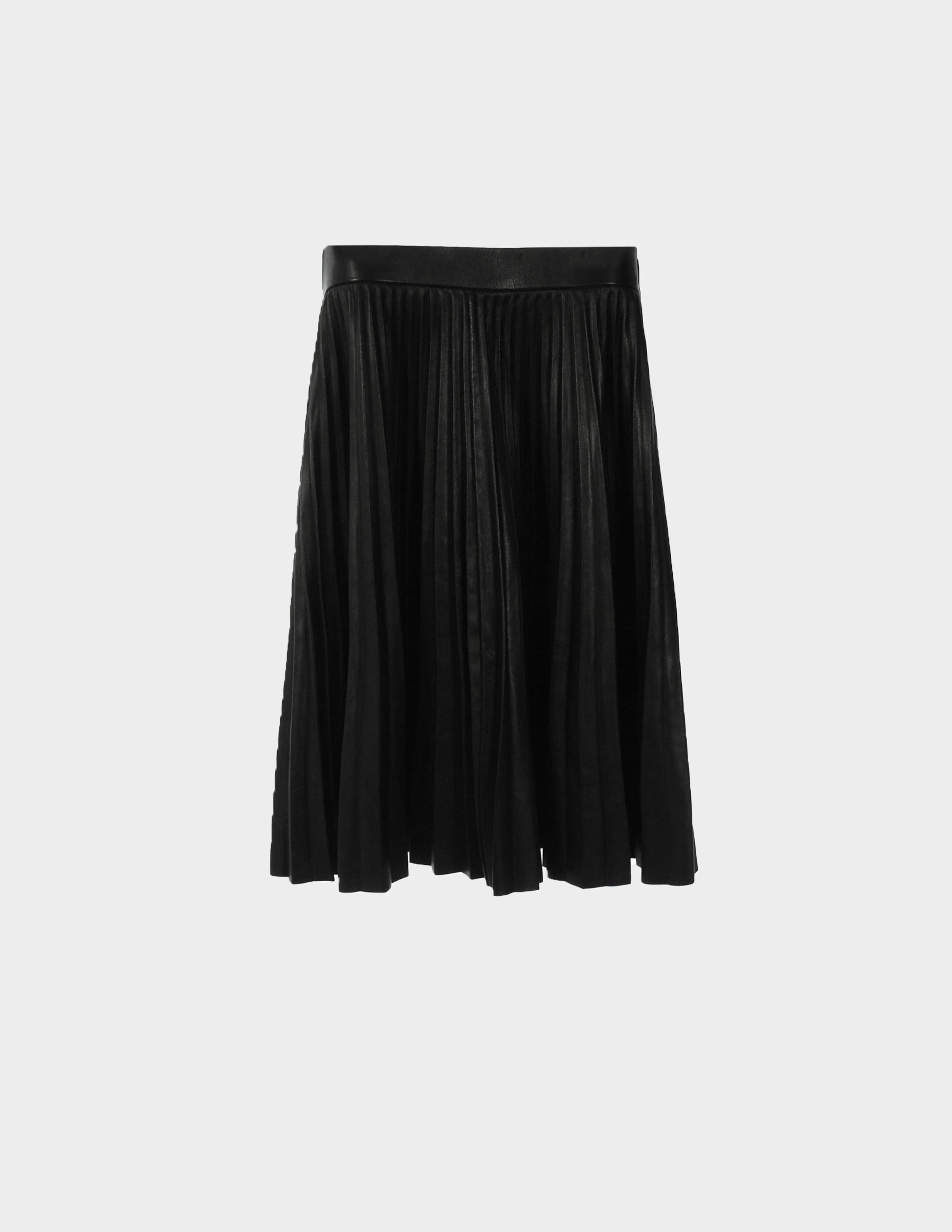 Céline by Phoebe Philo 2010s Black Pleated Leather Skirt