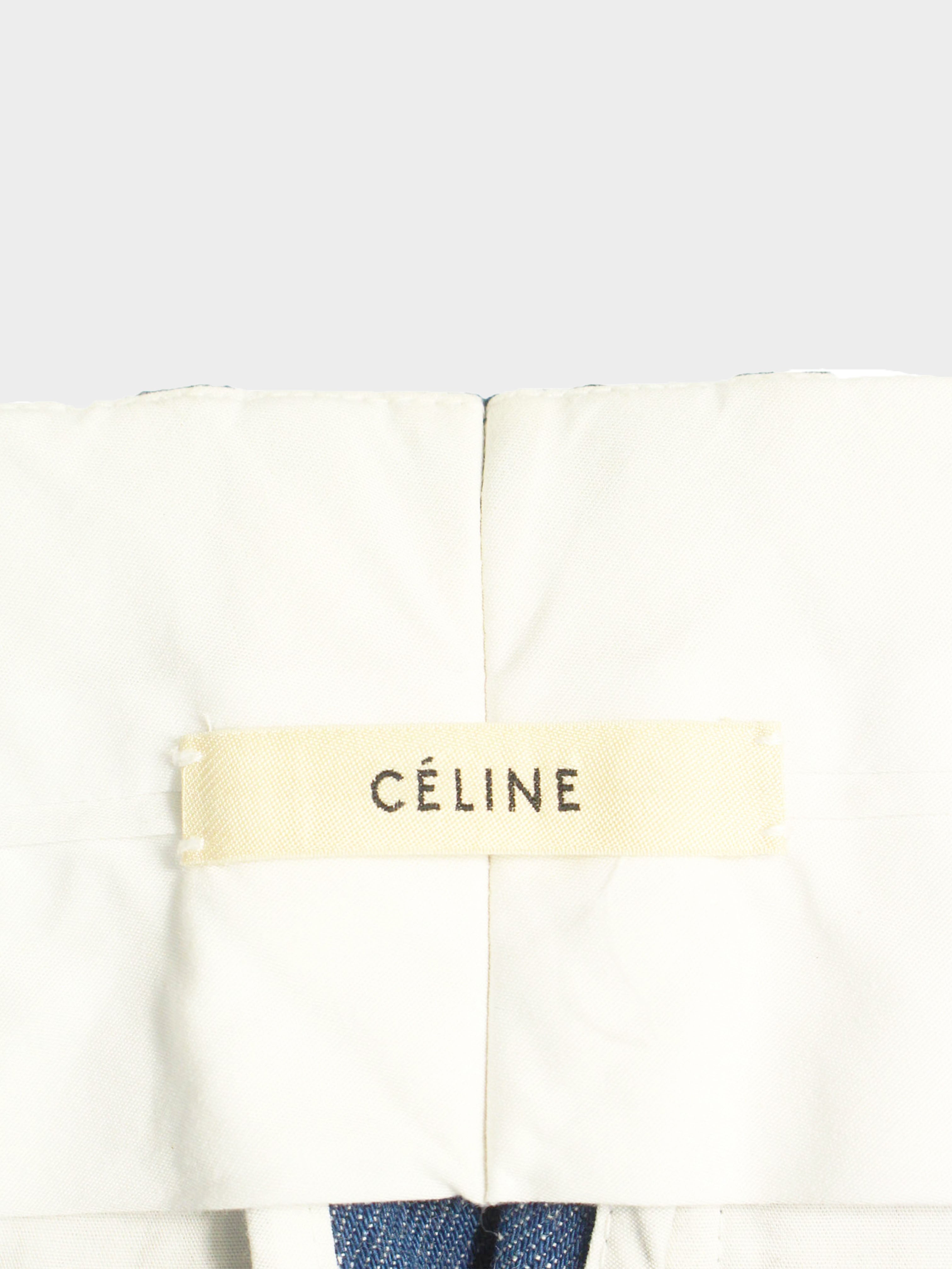 Céline by Phoebe Philo 2010s Dusty Blue Woven Trousers