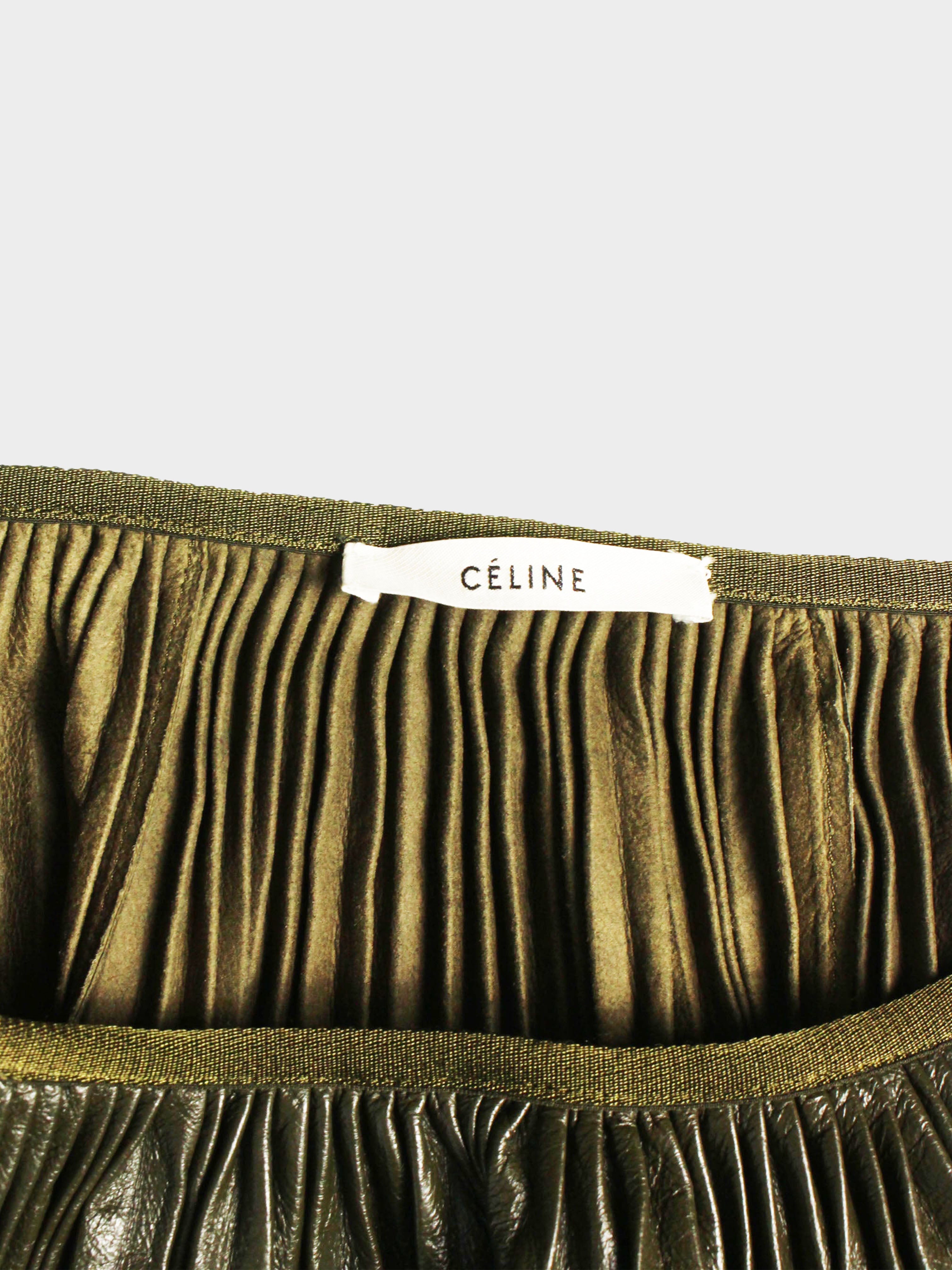 Céline by Phoebe Philo 2010s Pleated Leather Skirt