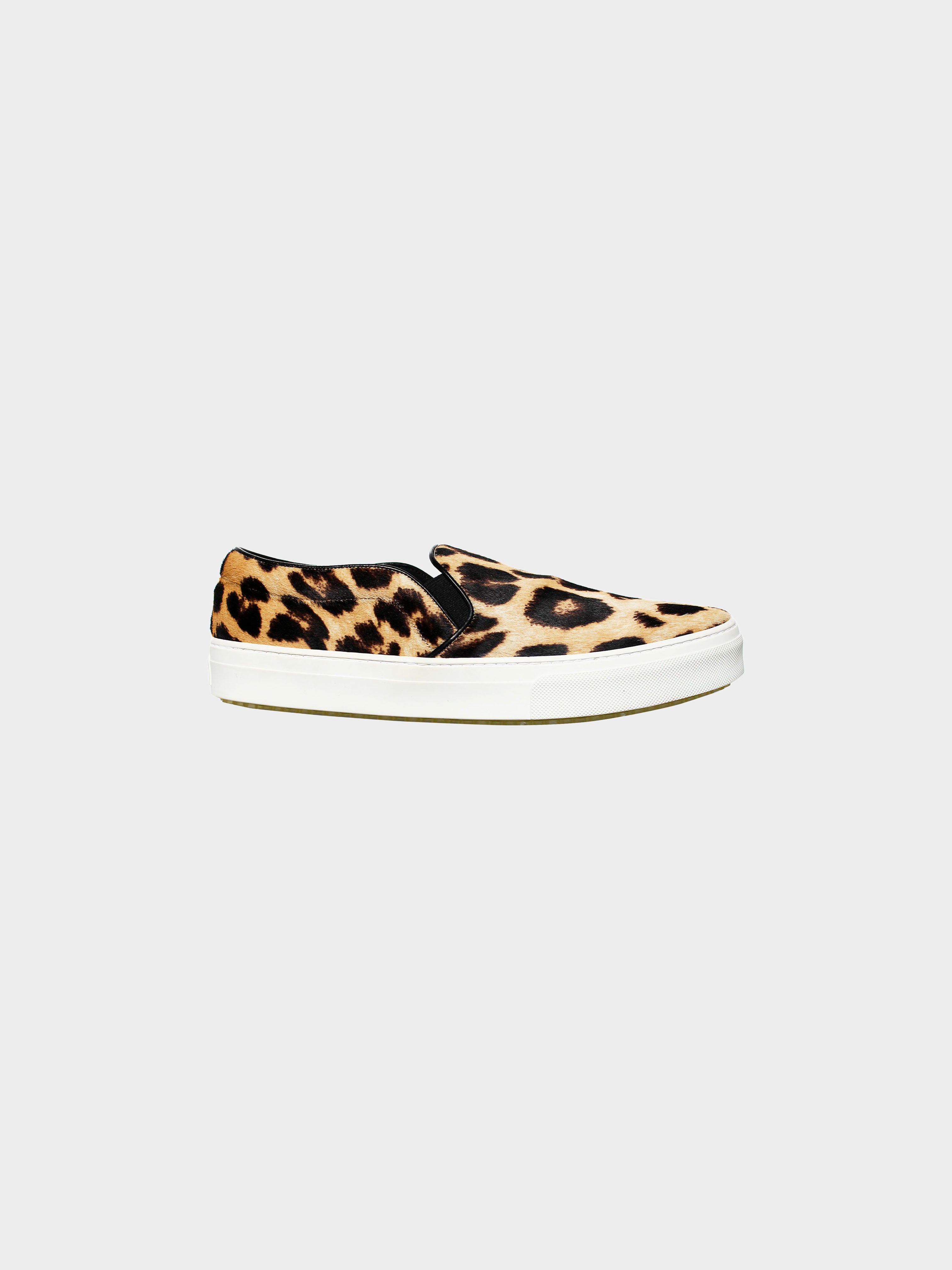 Céline by Phoebe Philo 2010s Pony Hair Leopard Print Slip-Ons