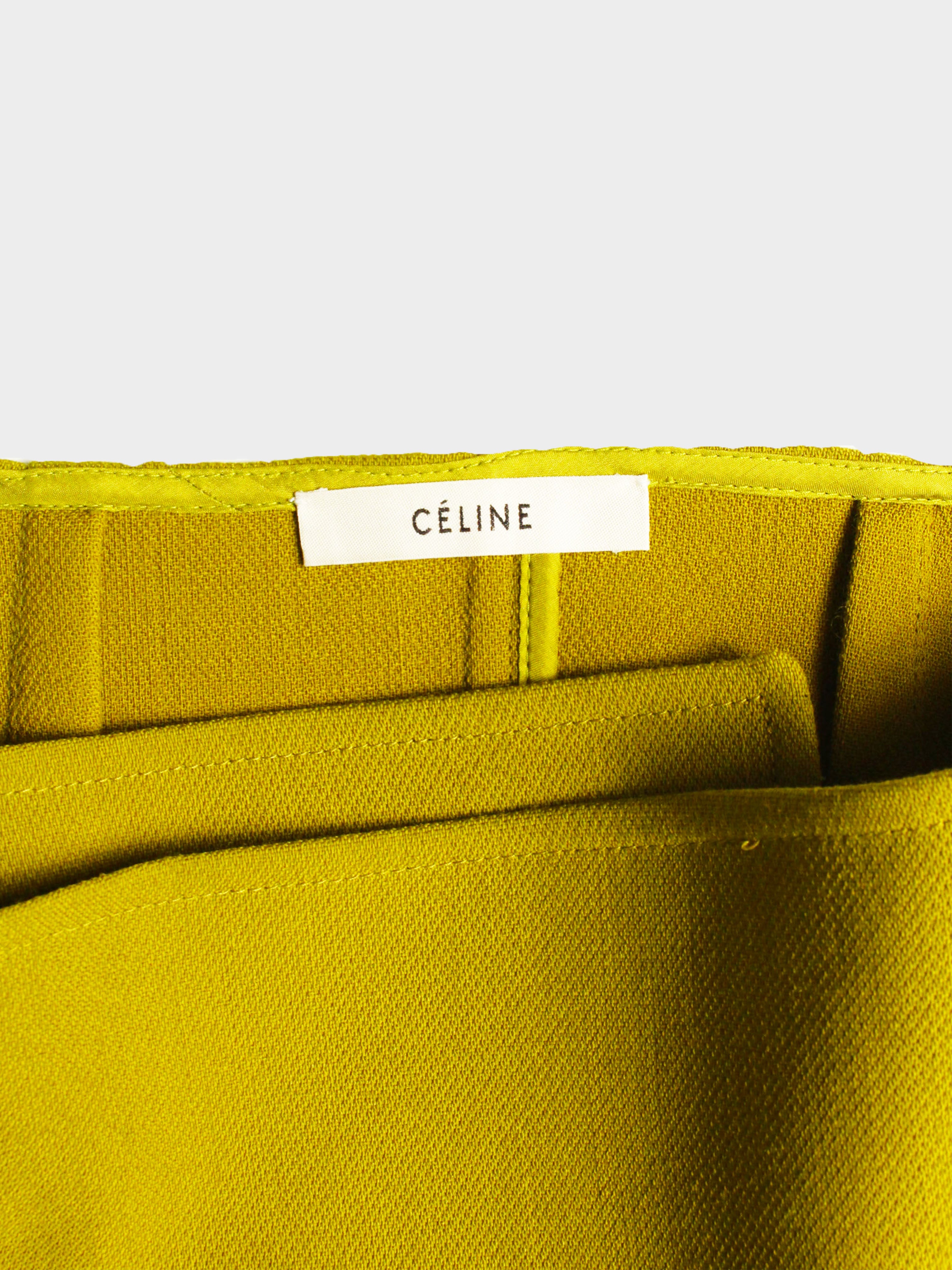 Céline by Phoebe Philo 2010s Green Wool Wrap Skirt