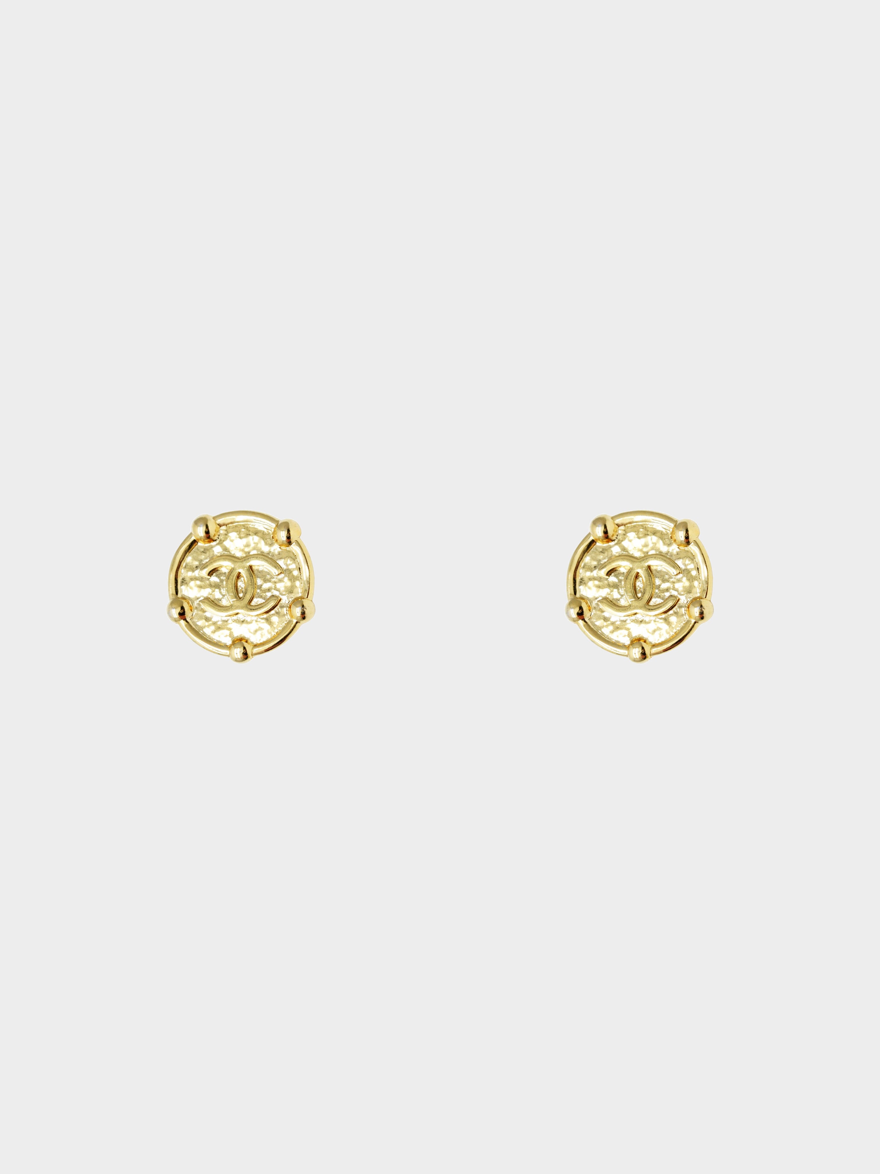 Chanel 1989 Gold Medallion Clip-on Earrings