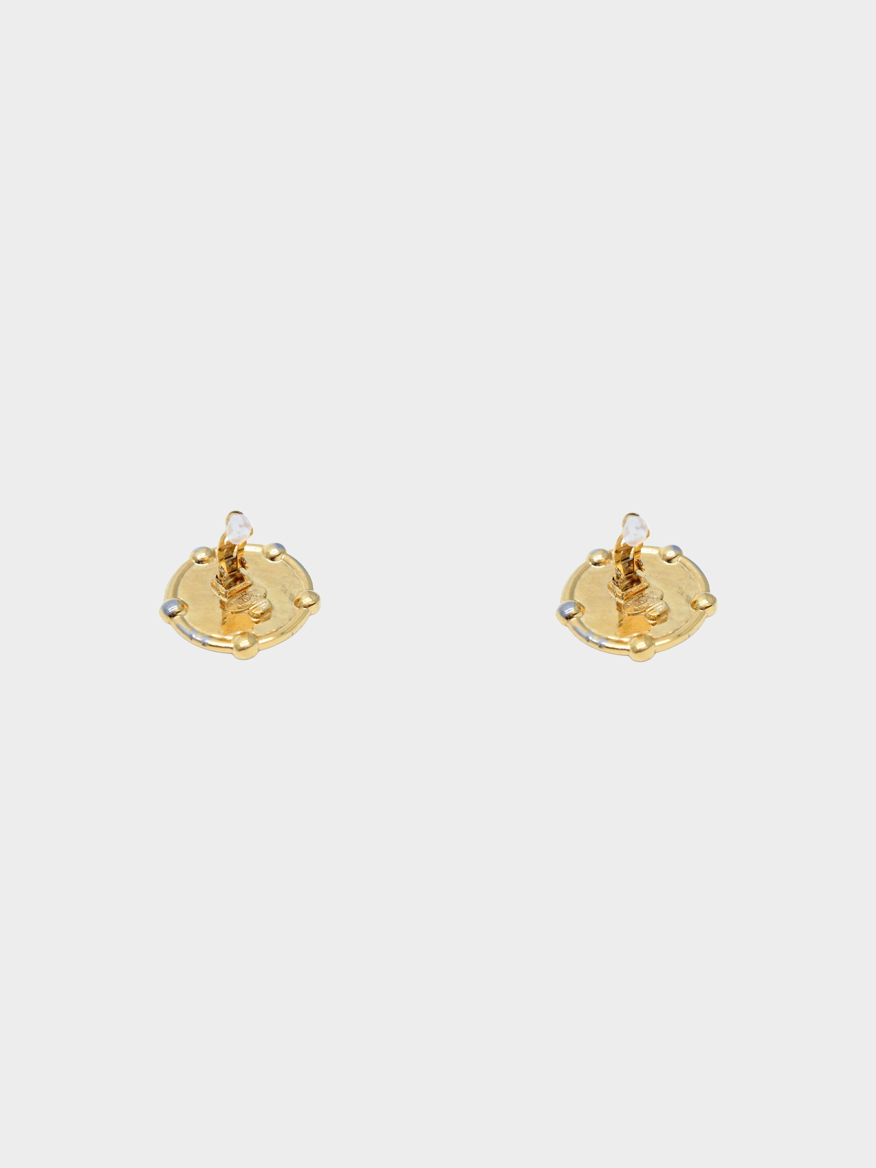 Chanel 1989 Gold Medallion Clip-on Earrings