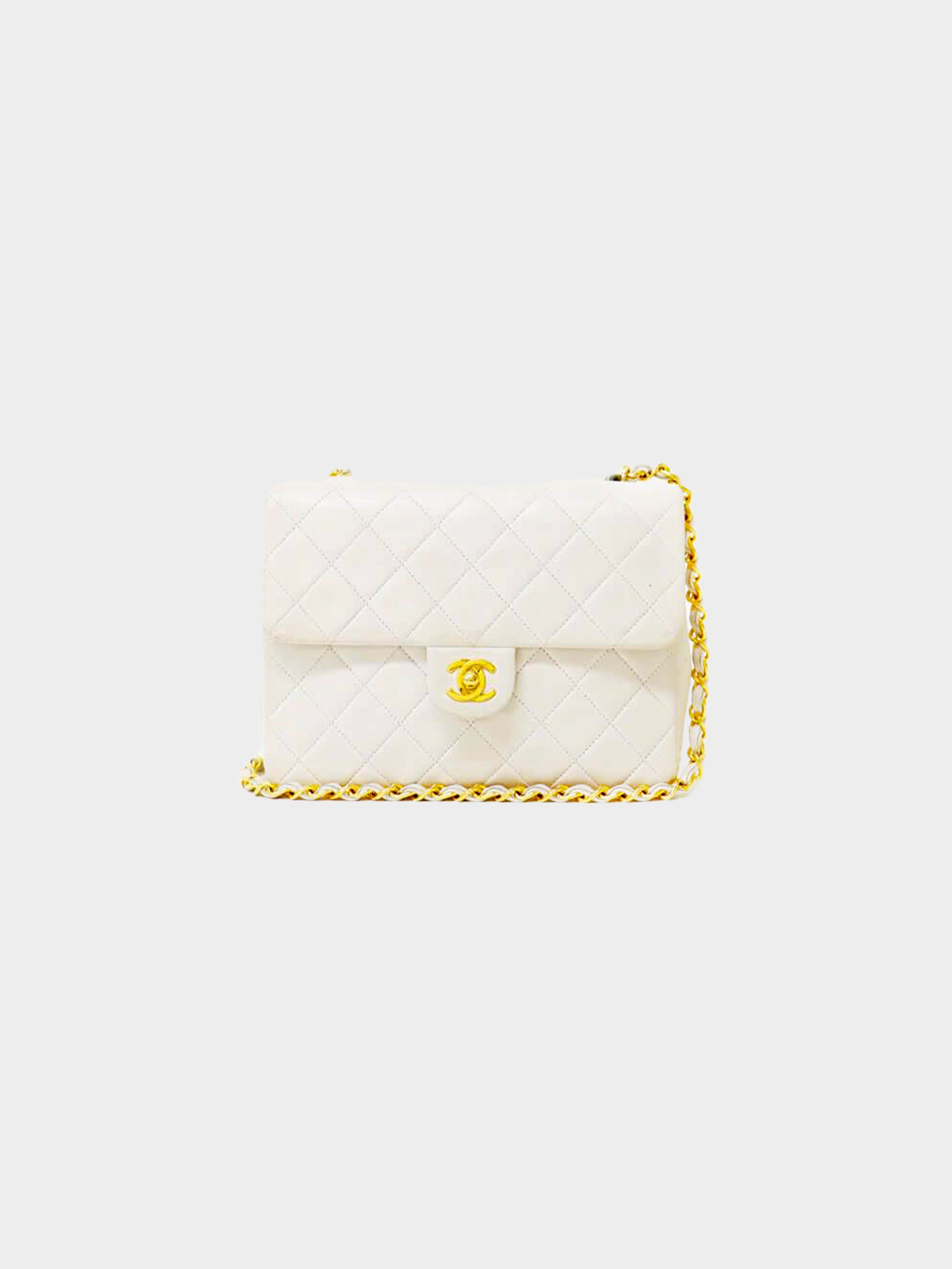 Chanel 1990-1991 Mini Matelasse Turn Lock Chain Shoulder Bag · INTO