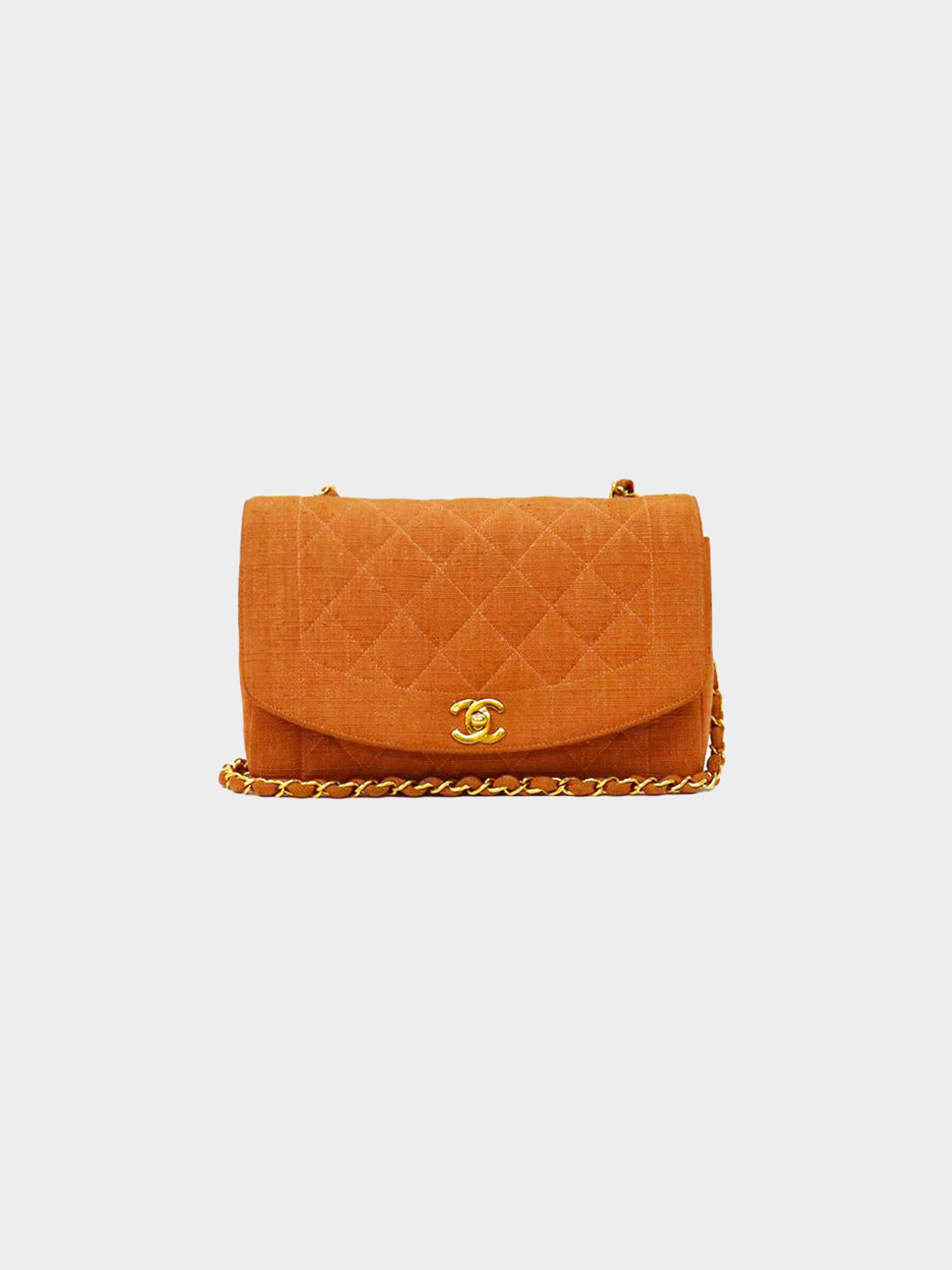 Chanel 1992-1994 Orange Diana Turn Lock Shoulder Bag