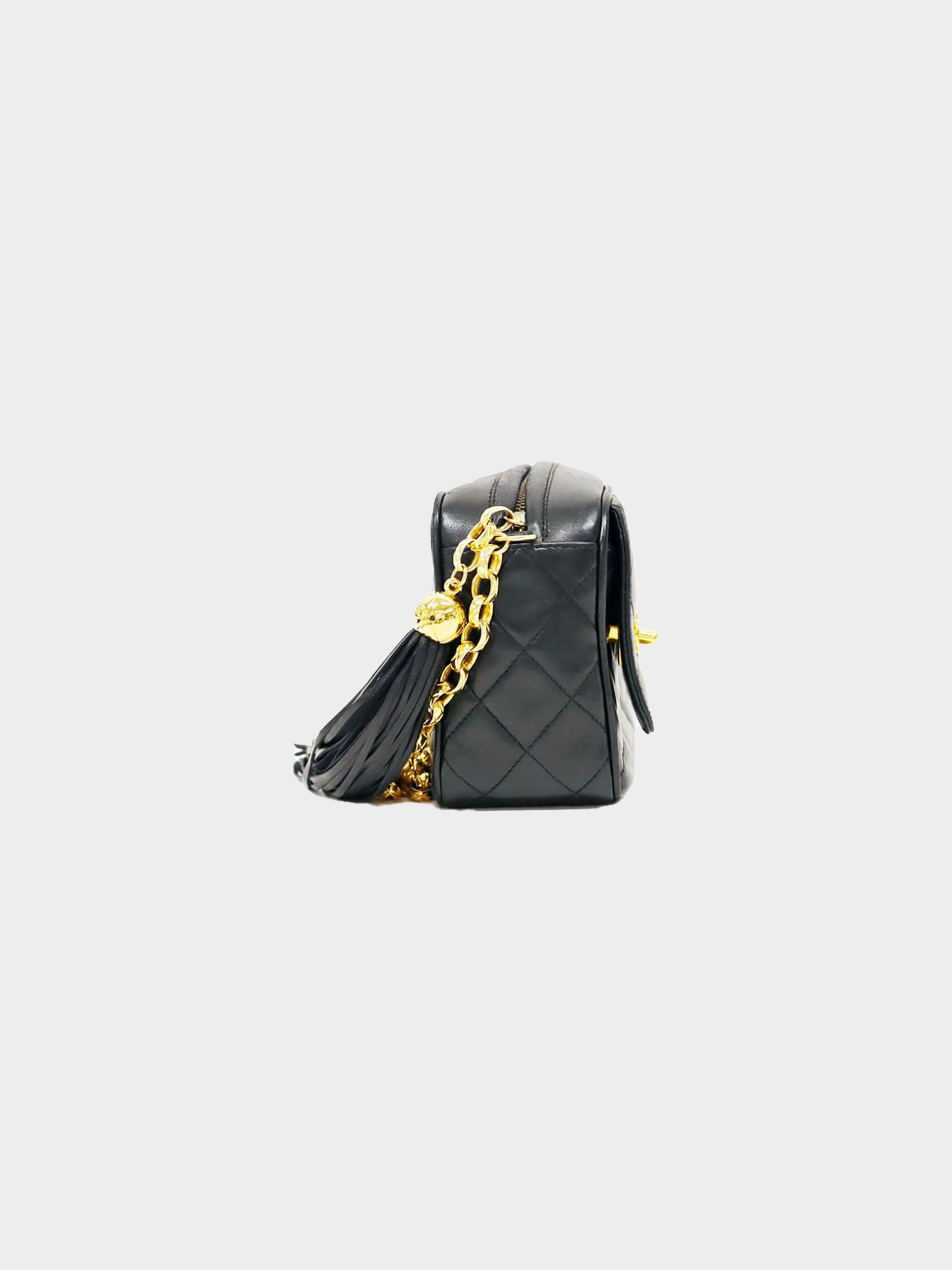 Vintage Chanel Single Flap Bag with Tassel - Black